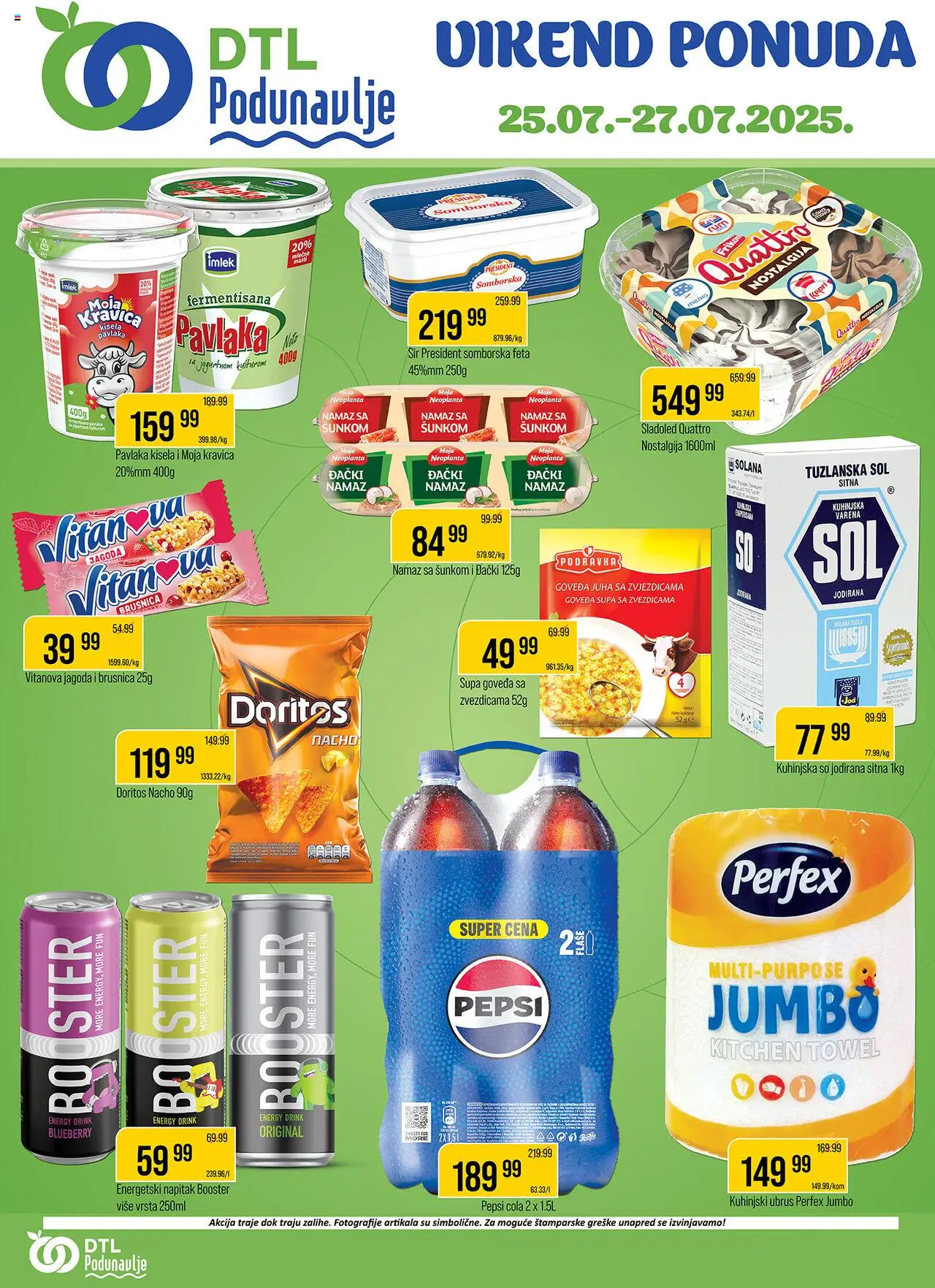 Podunavlje katalog važi od 25.07.2025 - stranica 1 - Sladoled, So, Jagoda, Pavlaka, Moja kravica, Podravka, Sir, Namaz