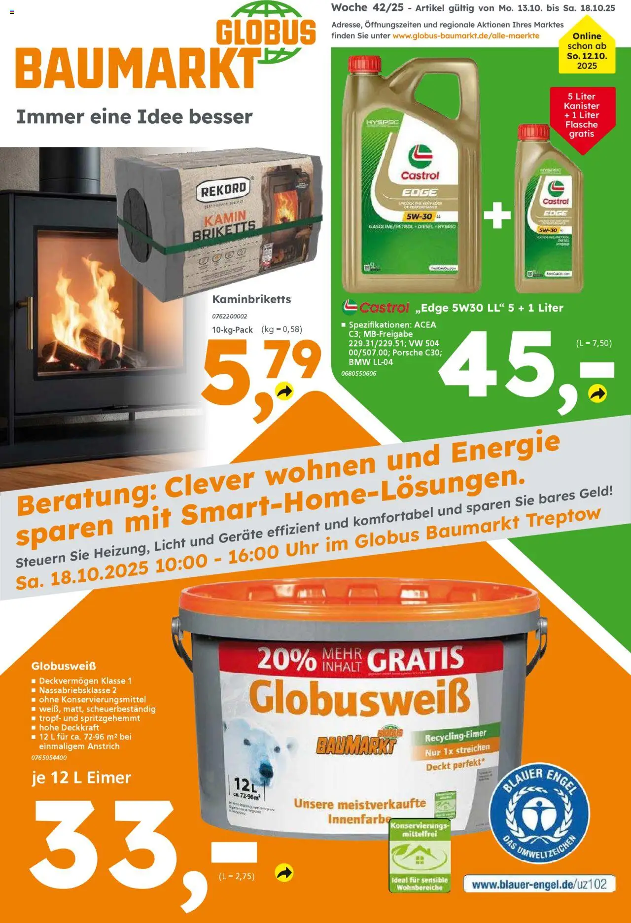 Vorschau von dem Prospekt des Geschäftes Globus Baumarkt, gültig ab dem 13.10.2025 - Uhr, Kamin