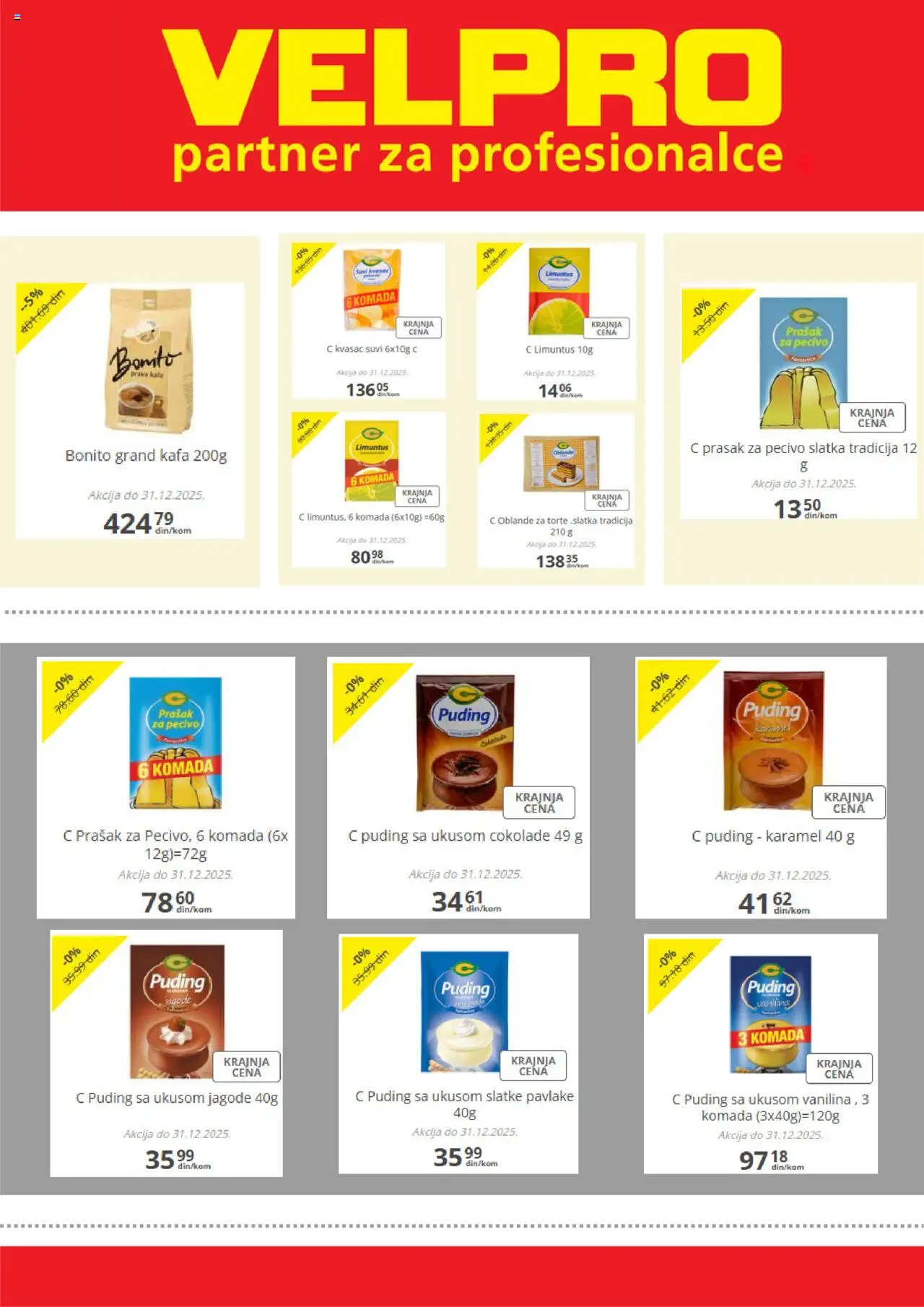 Velpro katalog važi od 01.07.2025 - stranica 1 - Kafa, Kvasac, Jagode, Puding, Prašak za pecivo, Pecivo