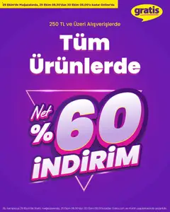 Gratis Tüm Ürünlerde NET %60 İNDİRİM 29.10.2025 - Broşürünün önizlemesi