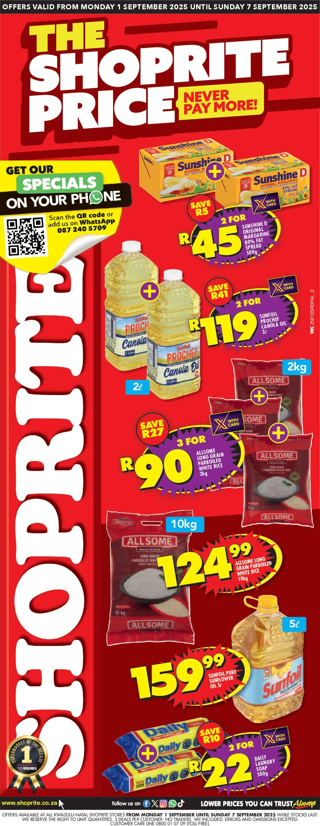 Shoprite KwaZulu-Natal - Shoprite Price 01/09 - 07/09/2025 >> Catalogue