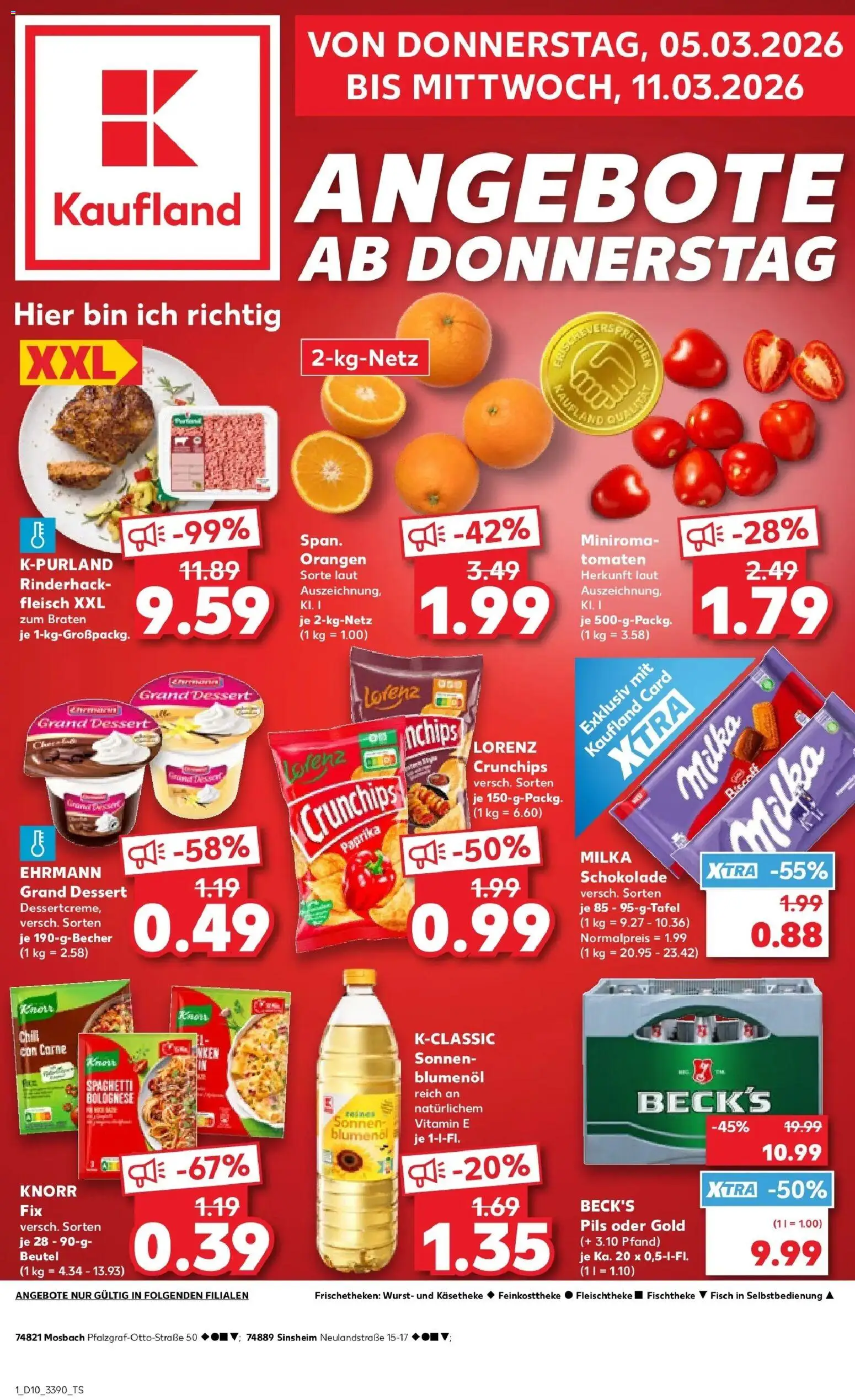 Vorschau von dem Prospekt des Geschäftes Kaufland, gültig ab dem 05.03.2026 - Chips, Wurst, Milka schokolade, Fleisch, Milka, Paprika, Chili, Pils