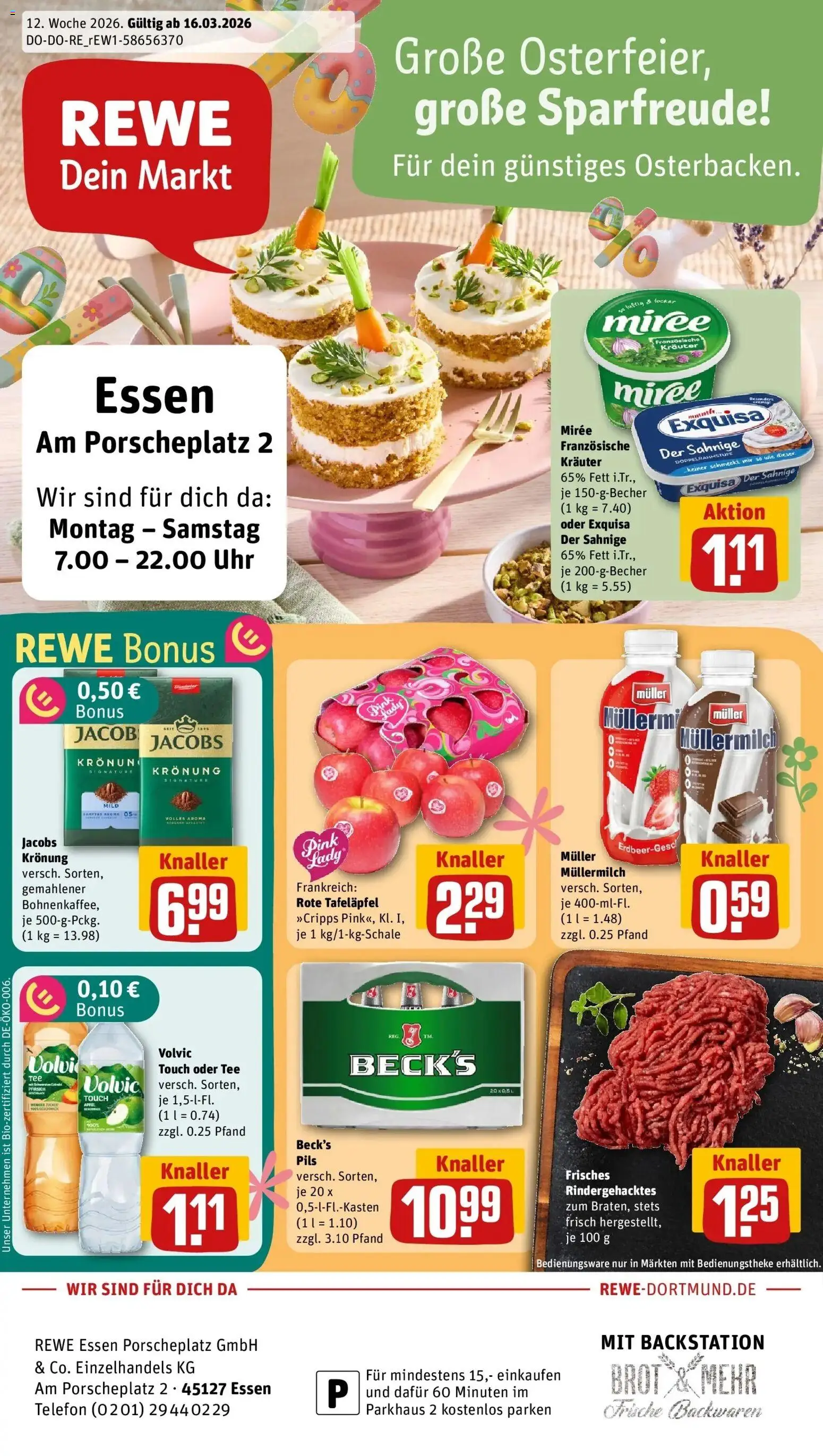 Vorschau von dem Prospekt des Geschäftes Rewe, gültig ab dem 15.03.2026 - Telefon, Äpfel, Tee, Brot, Müllermilch, Pils, Exquisa, Muller mullermilch