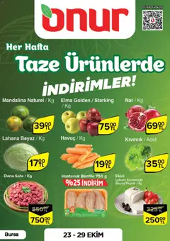 Onur Market Taze Ürünlerde İndirimler - Bursa 23.10.2025 - Broşürünün önizlemesi