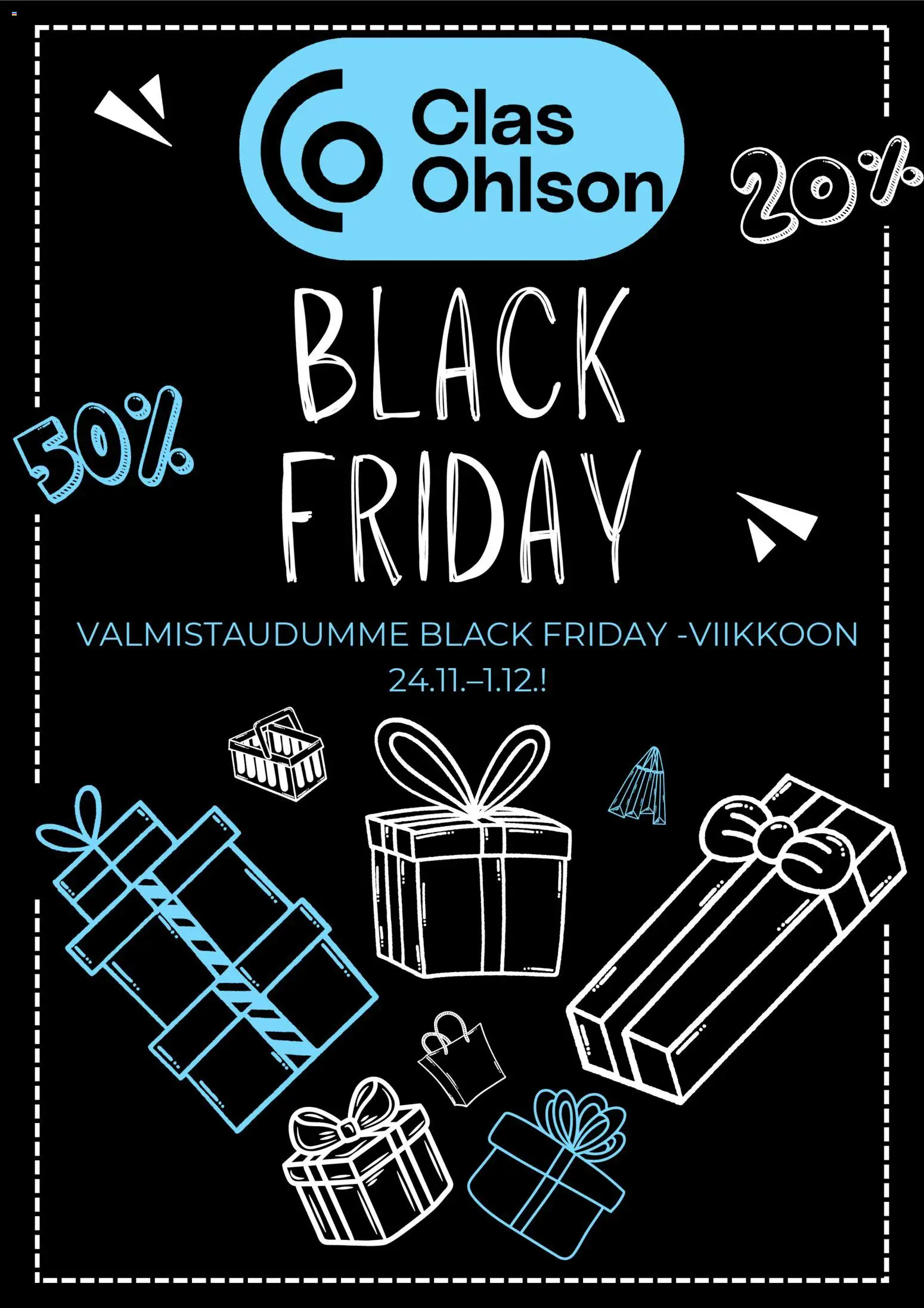 Kaupan Clas Ohlson Black Friday esikatselu, voimassa 17/11/2025