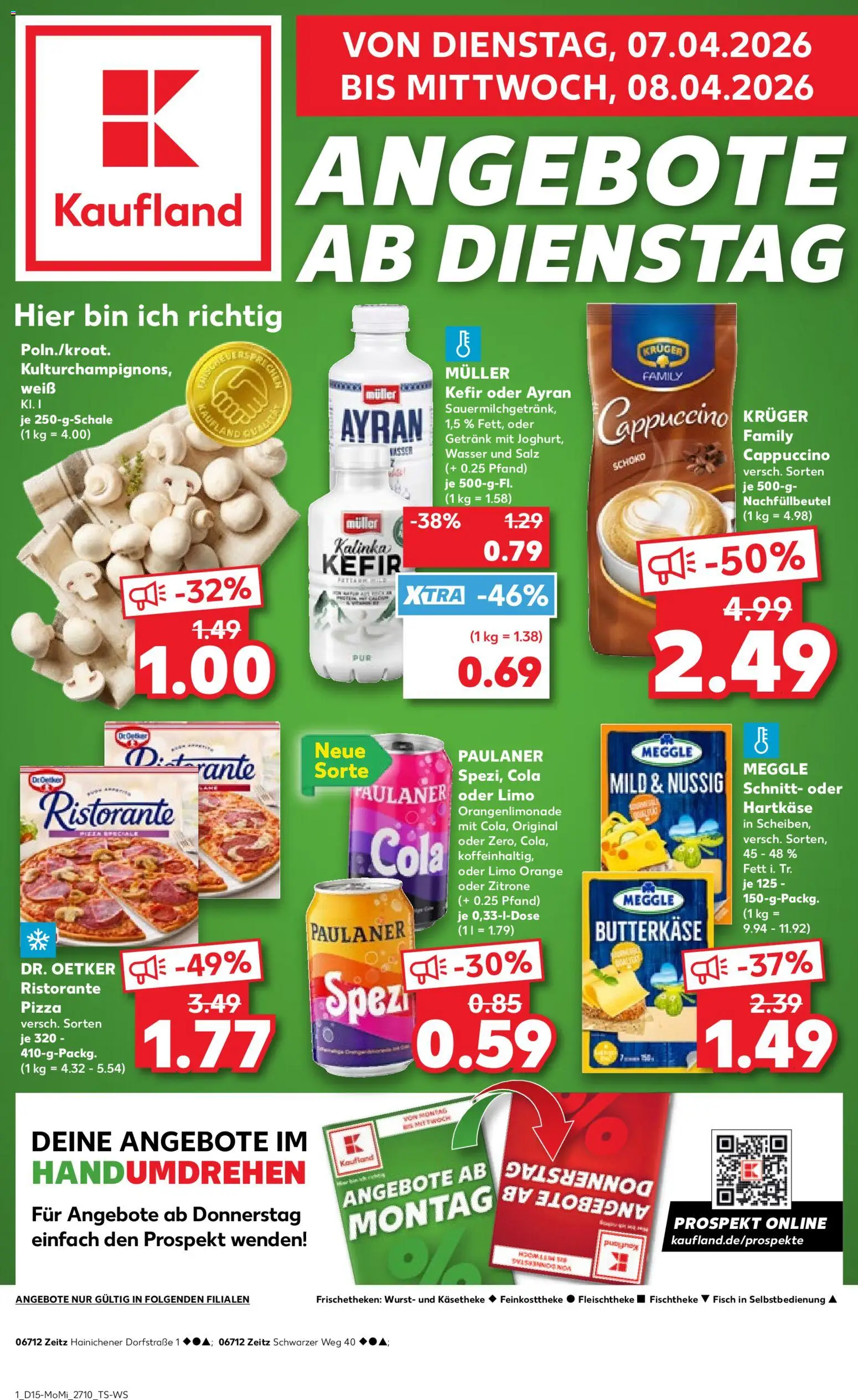 Vorschau von dem Prospekt des Geschäftes Kaufland, gültig ab dem 07.04.2026 - Wasser, Wurst, Cola, Kefir, Zitrone, Paulaner, Ristorante, Salz