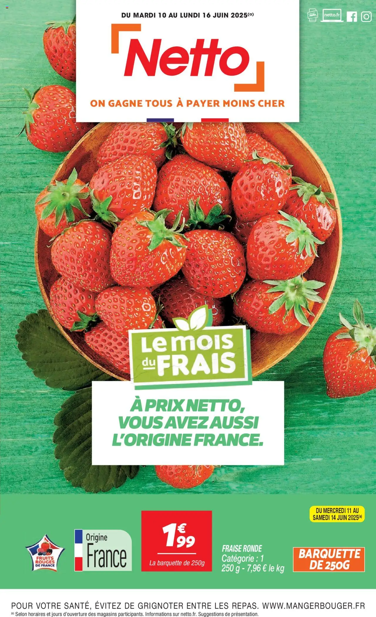 Catalogue de la boutique Netto valable du 10/06/2025 - Page numéro 1 - Fraise, Fruits