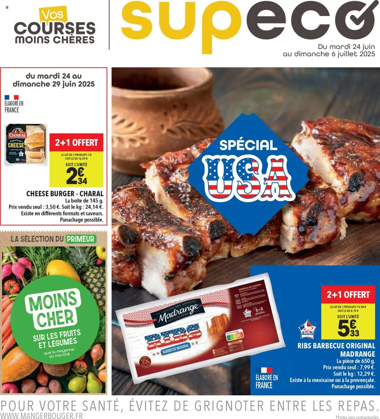 Catalogue de la boutique Supeco valable du 24/06/2025 - Page numéro 1 - Burger, Barbecue, Fruits, Ribs, Les fruits et légumes