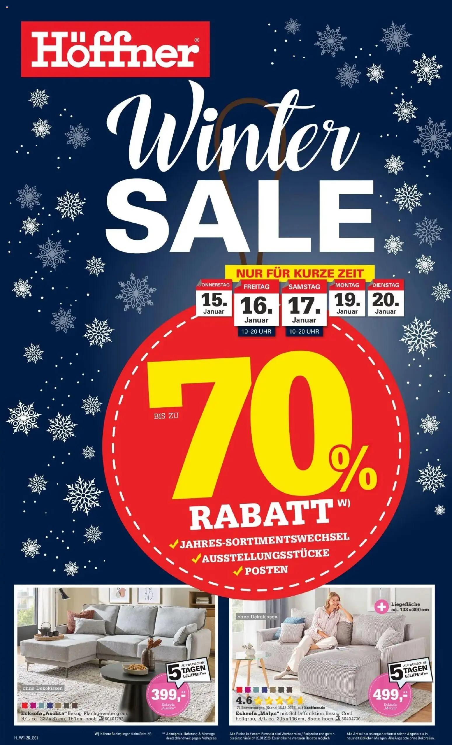 Vorschau von dem Prospekt des Geschäftes Höffner, gültig ab dem 09.01.2026 - Uhr, Ecksofa