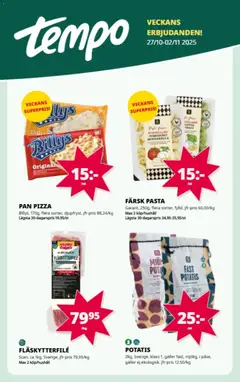 Förhandsgranska reklamblad Aktuella reklamblad Tempo från butik Tempo gäller från 27/10/2025