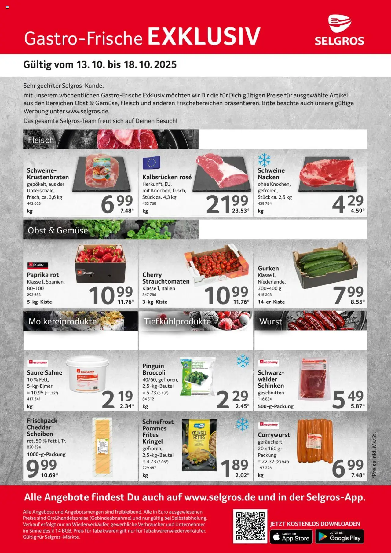 Selgros Gastro Angebote (vom 13.10.2025 - 18.10.2025)