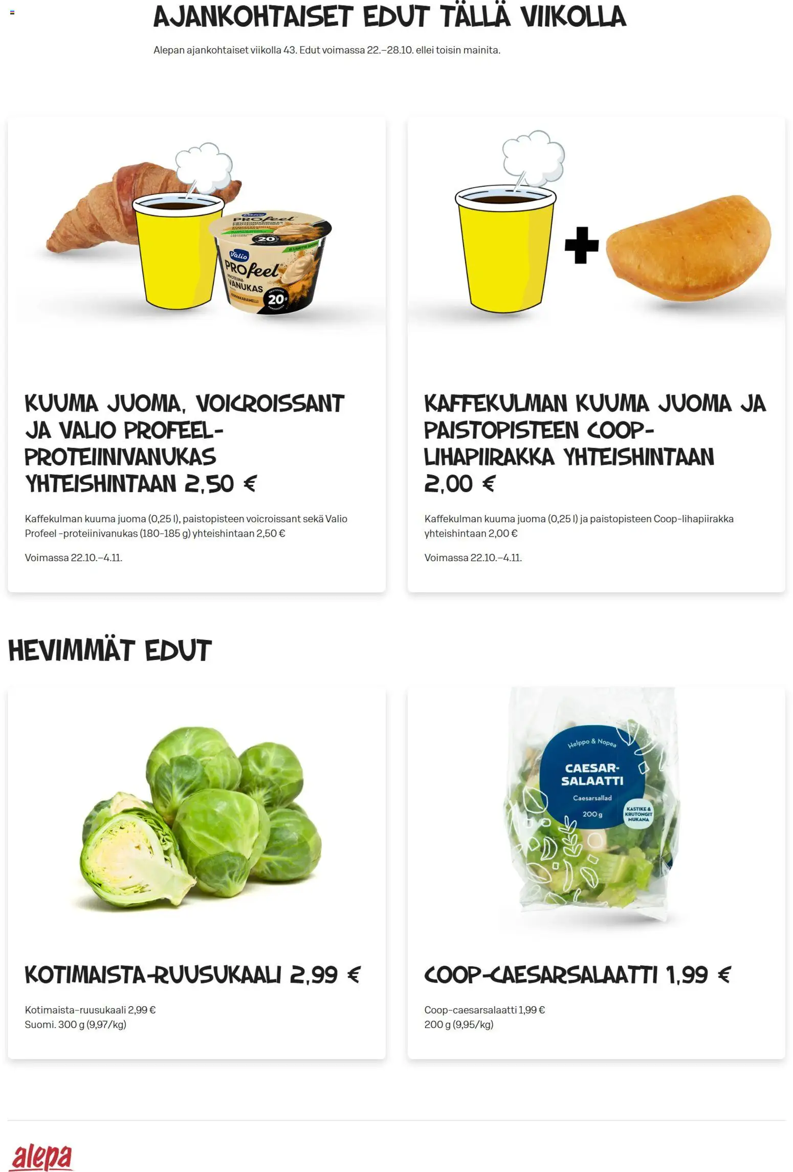 Alepa-kaupan Tarjoukset voimassa 22/10/2025 - Sivulla 1