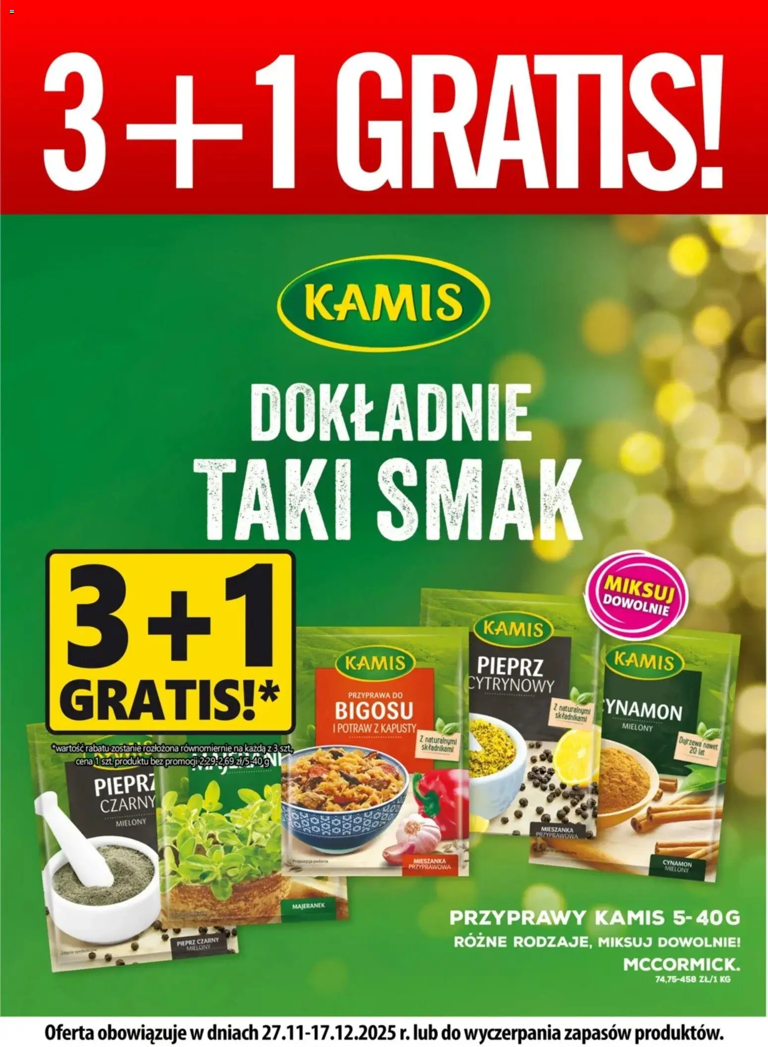 Pogląd gazetki "Promocja - Przyprawy Kamis 3+1 Gratis" ze sklepu Prim Market ważnej od 27.11.2025