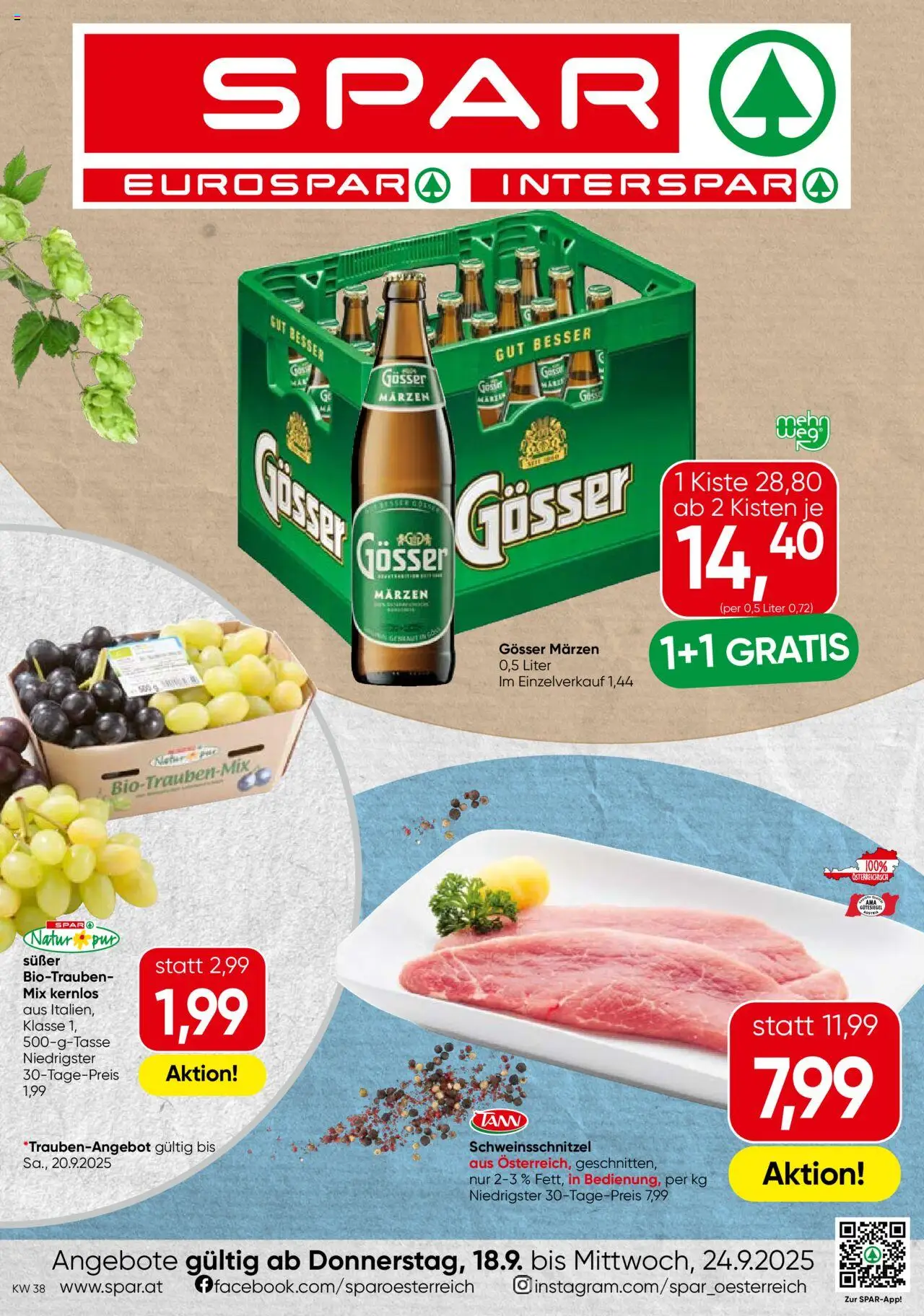  SPAR Flugblatt 18.09.2025 - Prospekt "Niederösterreich" - Seite 1