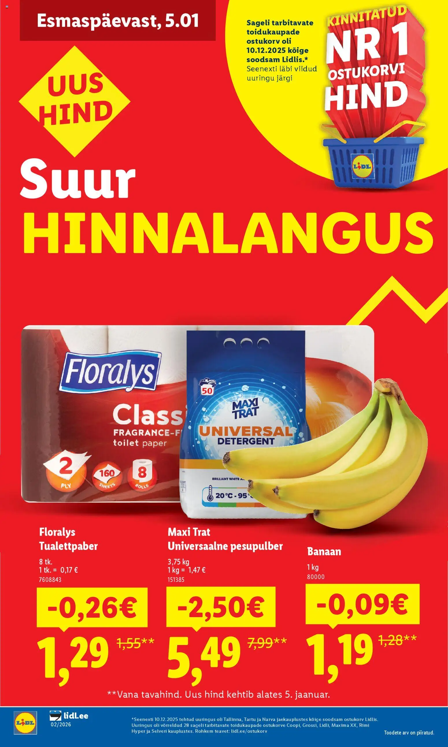 Lidl kliendilehe eelvaade alates 2026.01.05