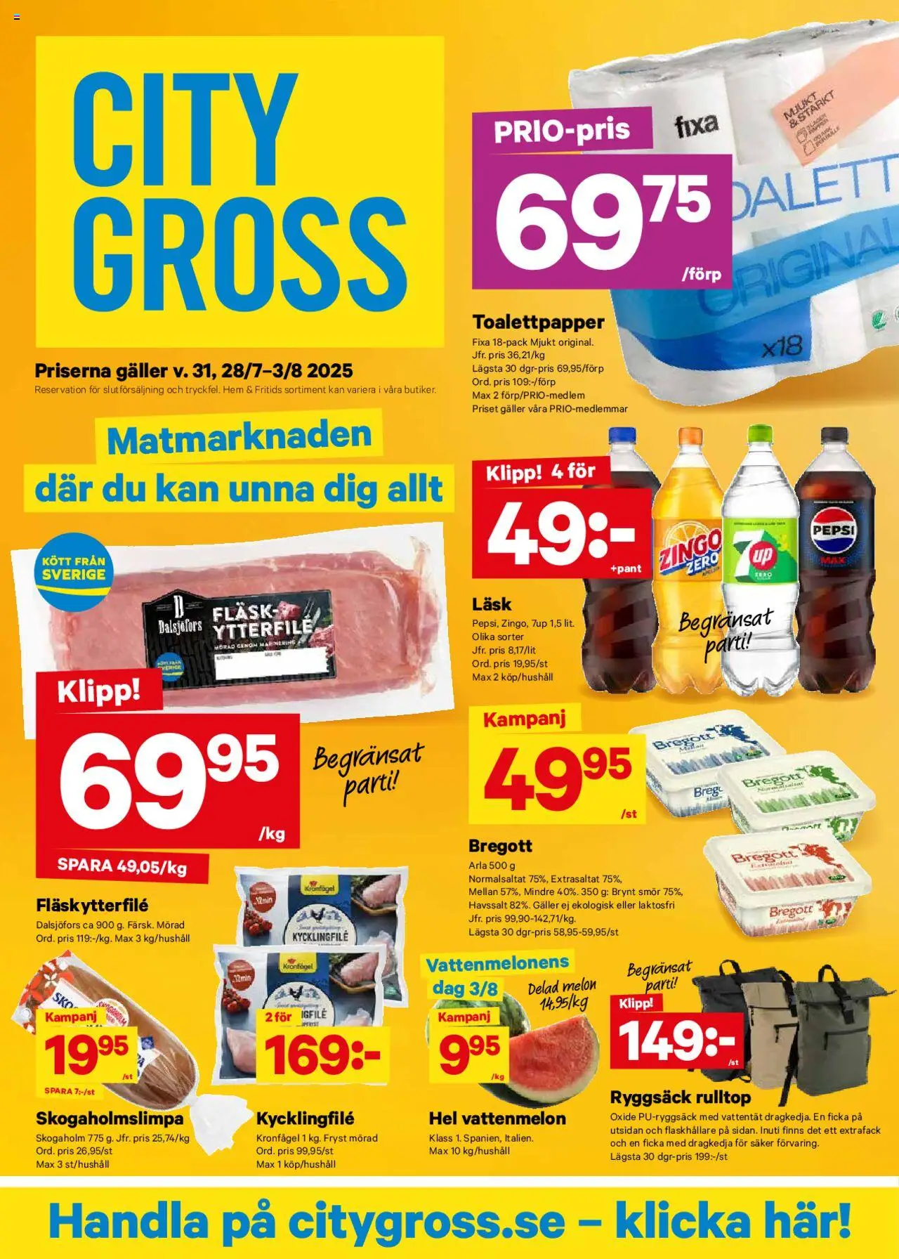 Aktuella reklamblad City Gross är giltig 28/07 2025 > Veckans Erbjudanden gäller från 28/07/2025 till 03/08/2025 sidnummer 1