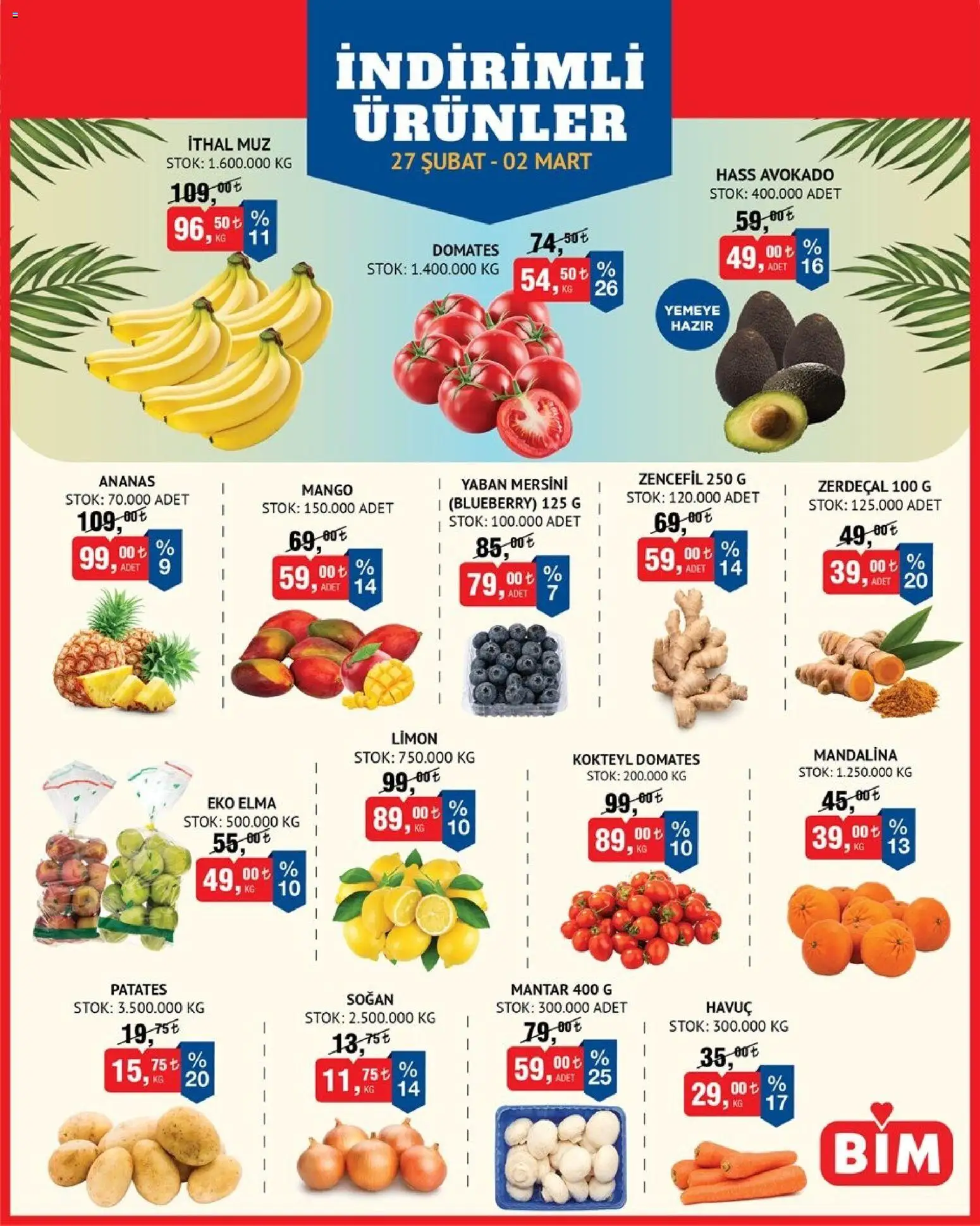 BİM BİM - Meyve-Sebze, İndirim 27.02.2026 - Broşürünün önizlemesi