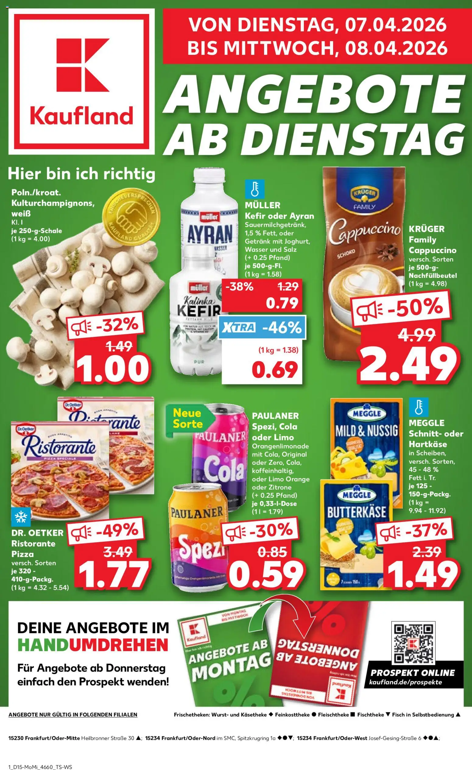 Vorschau von dem Prospekt des Geschäftes Kaufland, gültig ab dem 07.04.2026 - Pizza, Wasser, Fisch, Wurst, Cola, Paulaner, Ristorante, Salz