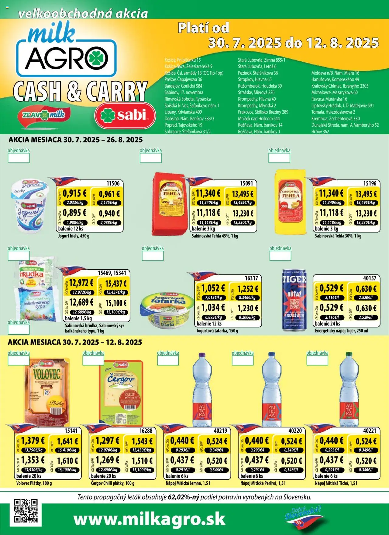 Milk Agro Cash & Carry (30.07. - 12.08.2025) - Akčná ponuka