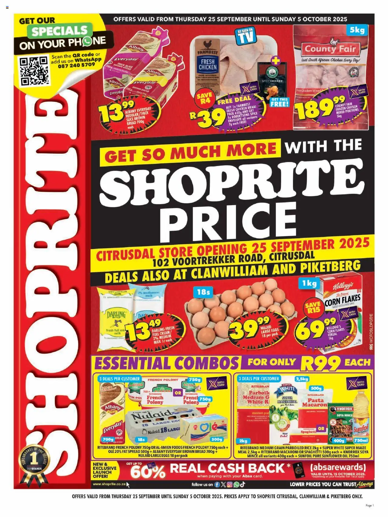 Shoprite Western Cape - Shoprite Price Store Opening Exclusive Deals 25/09 - 05/10/2025 >> Catalogue