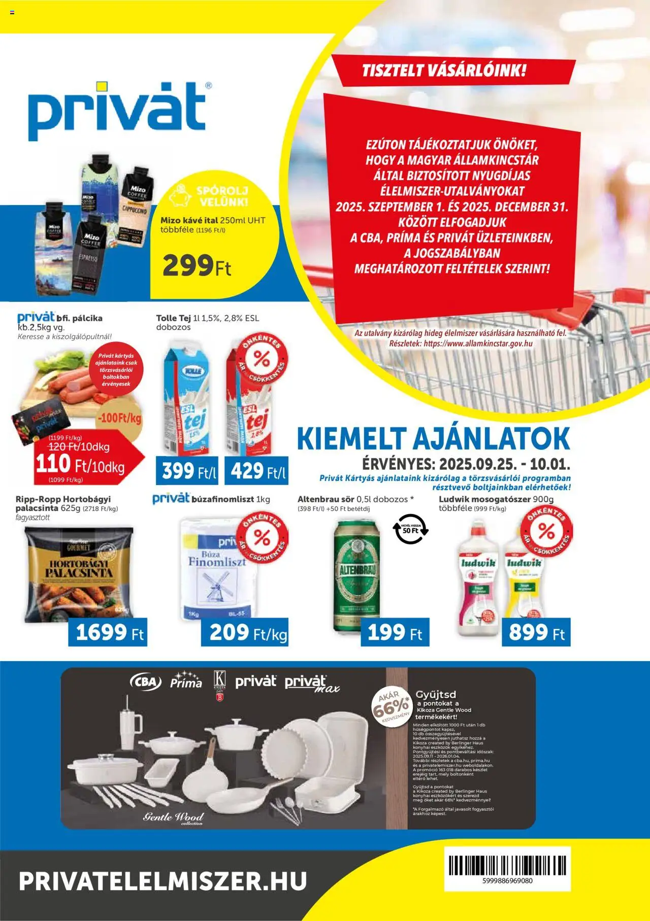 PRIVÁT aktuális szórólap, érvényes 2025.09.25.-től - 1 oldal
