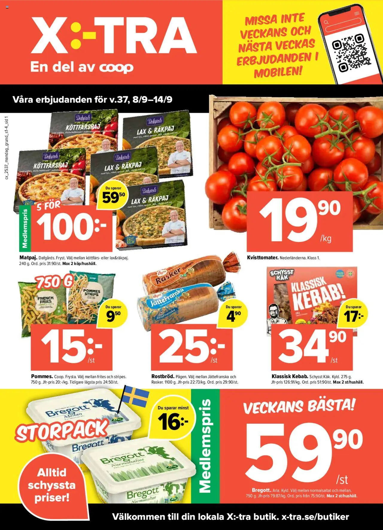 Aktuella reklamblad Coop X:-TRA är giltig 08/09 2025 > Veckans Erbjudanden gäller från 08/09/2025 till 14/09/2025 sidnummer 1