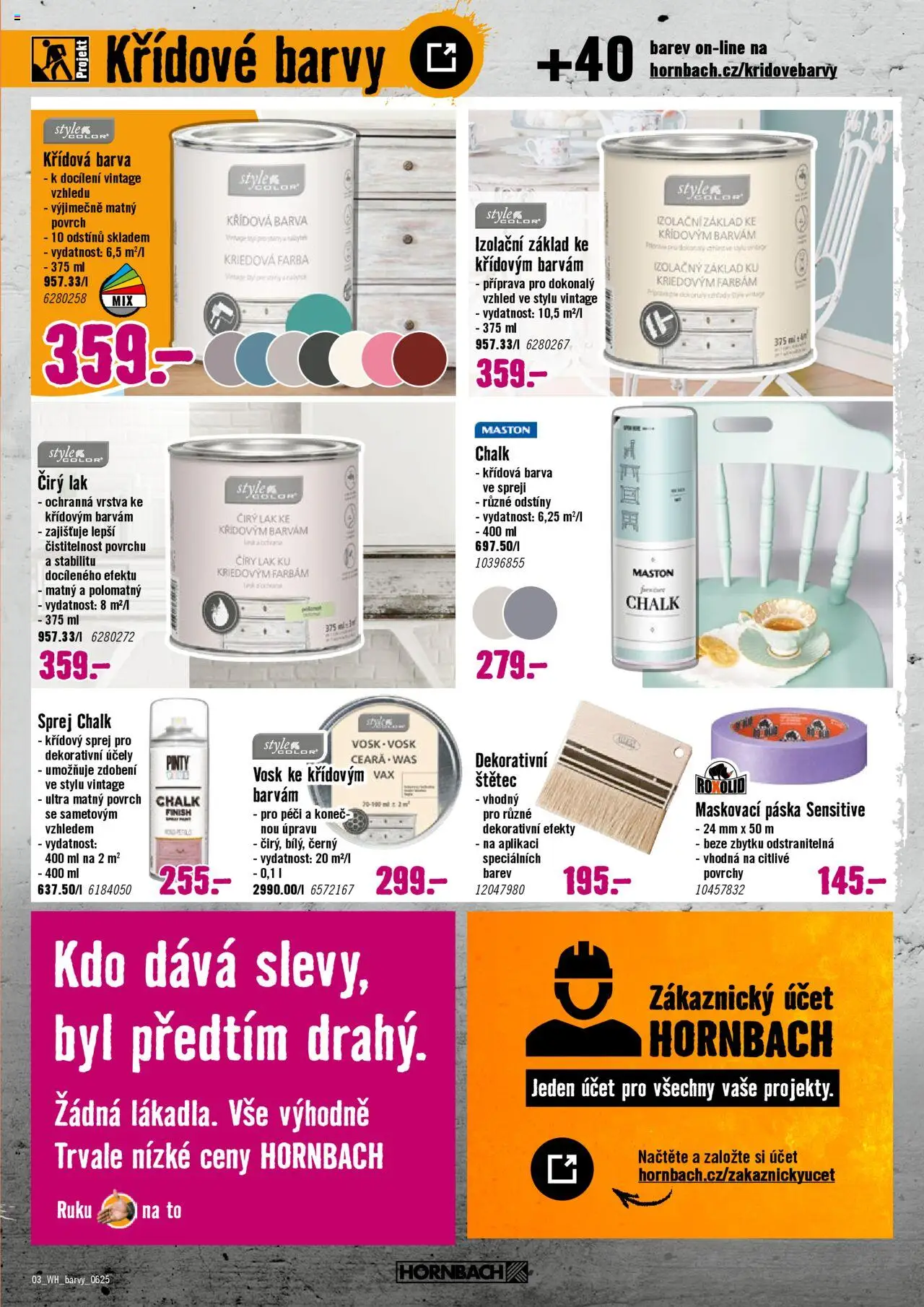 HORNBACH Leták - Malování (25.06.2025 - 09.07.2025) - strana 3 - Barvy, Finish, Štětec, Křídové barvy
