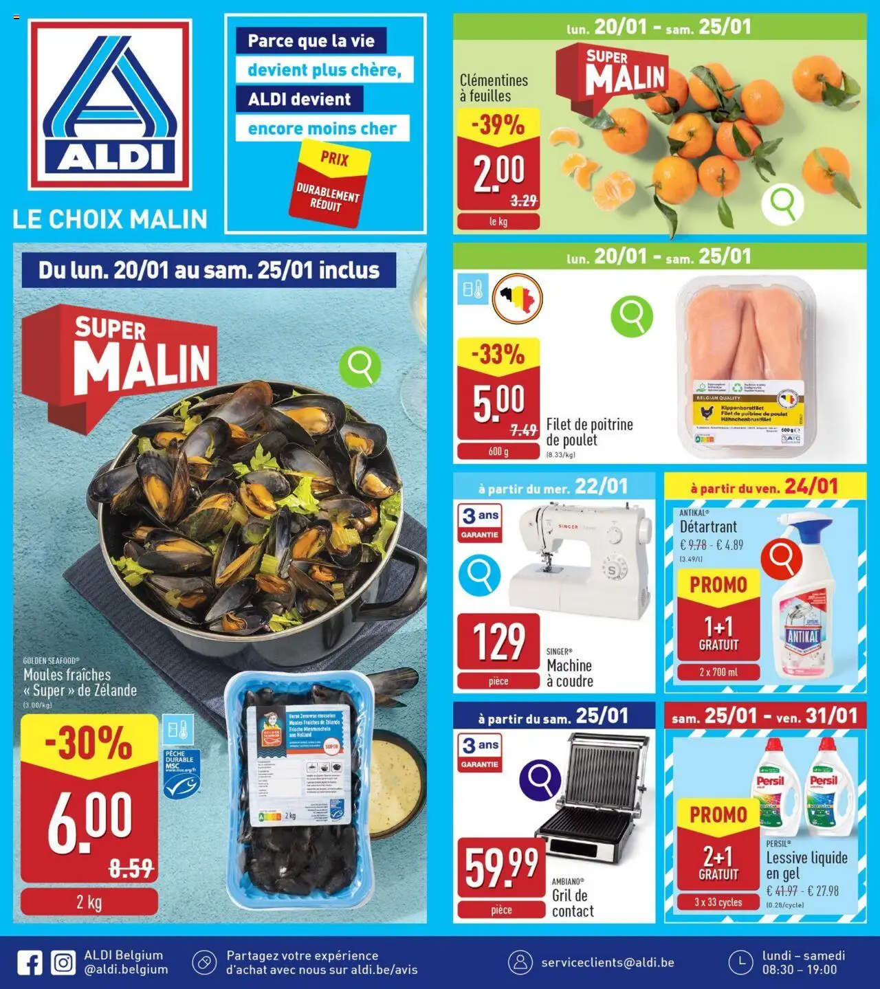 Aldi shop Folder de la semaine 4 geldig vanaf 20/01/2025 - Paginanummer 1 - La, Mosselen, Gel
