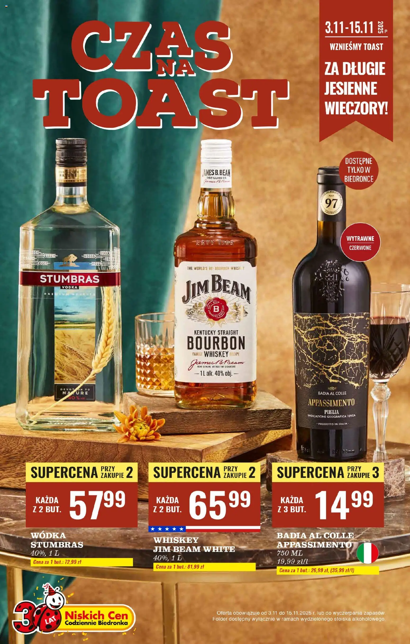 Pogląd gazetki "Czas na toast" ze sklepu Biedronka ważnej od 03.11.2025