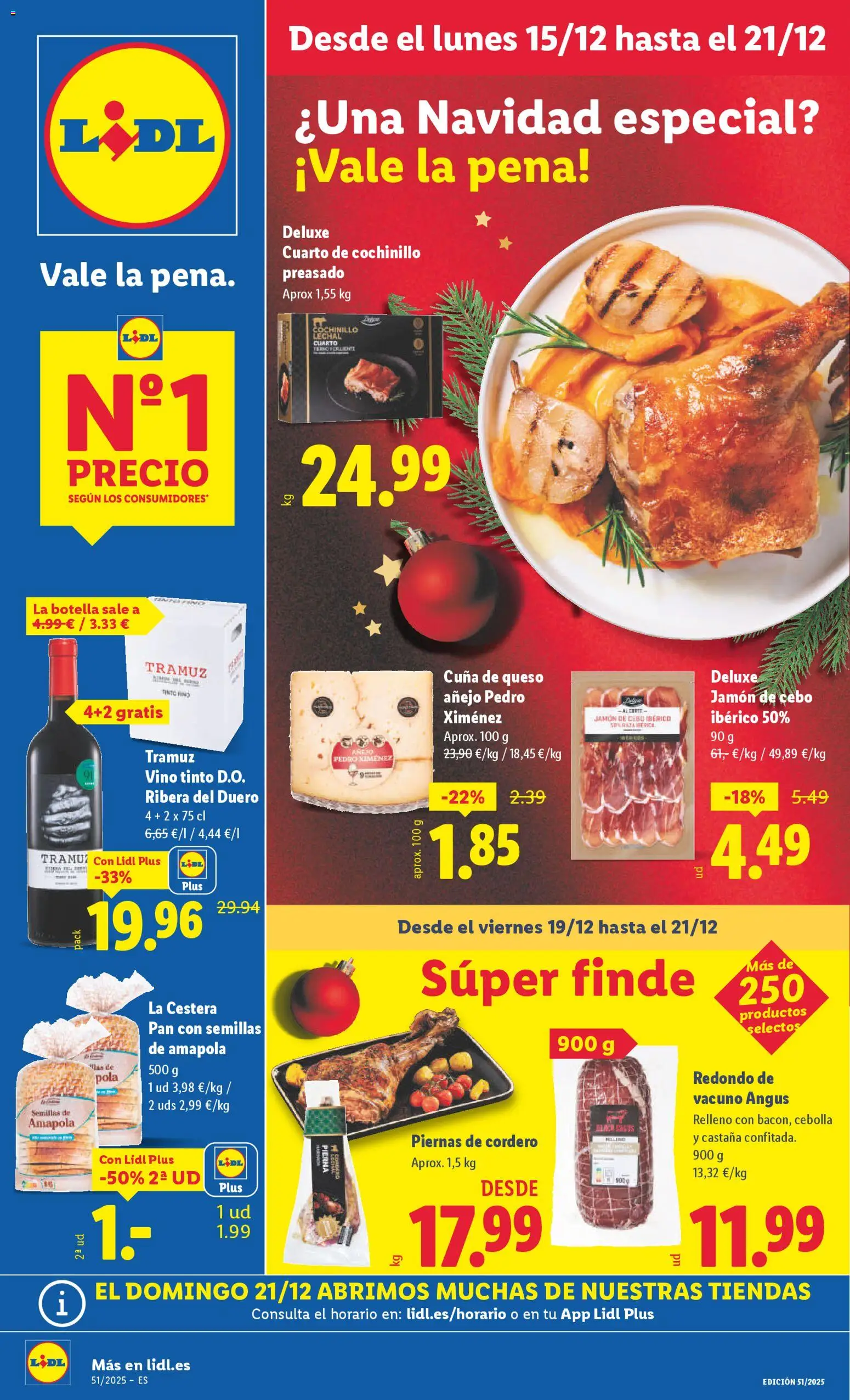 Vista previa del folleto de la tienda Lidl válido desde el 15/12/2025 - Jamón, Queso, Vino, Pan, Amapola, Vino tinto, Cordero, Cebolla