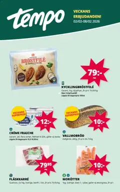Förhandsgranska reklamblad Aktuella reklamblad Tempo från butik Tempo gäller från 02/02/2026