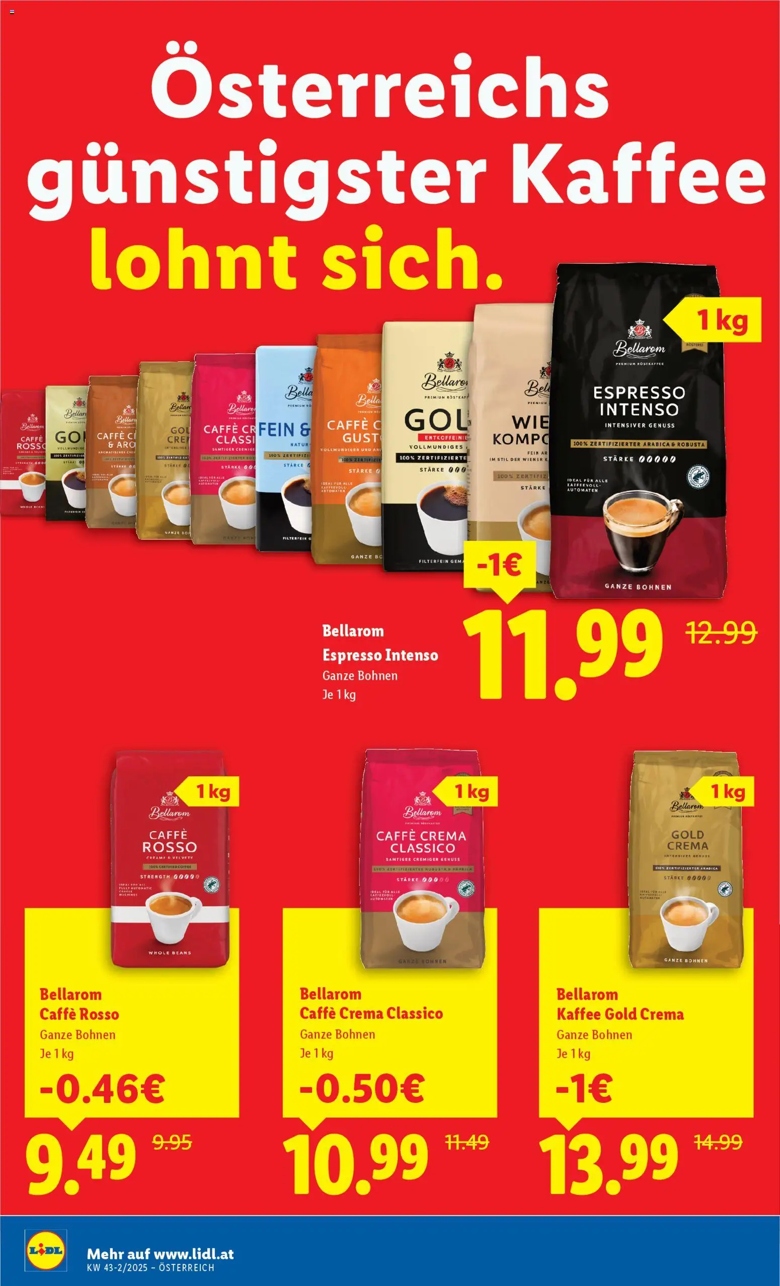  LIDL Flugblatt ab 23.10.2025 - Angebote "Österreichs günstigster Kaffee lohnt sich" - Seite 1