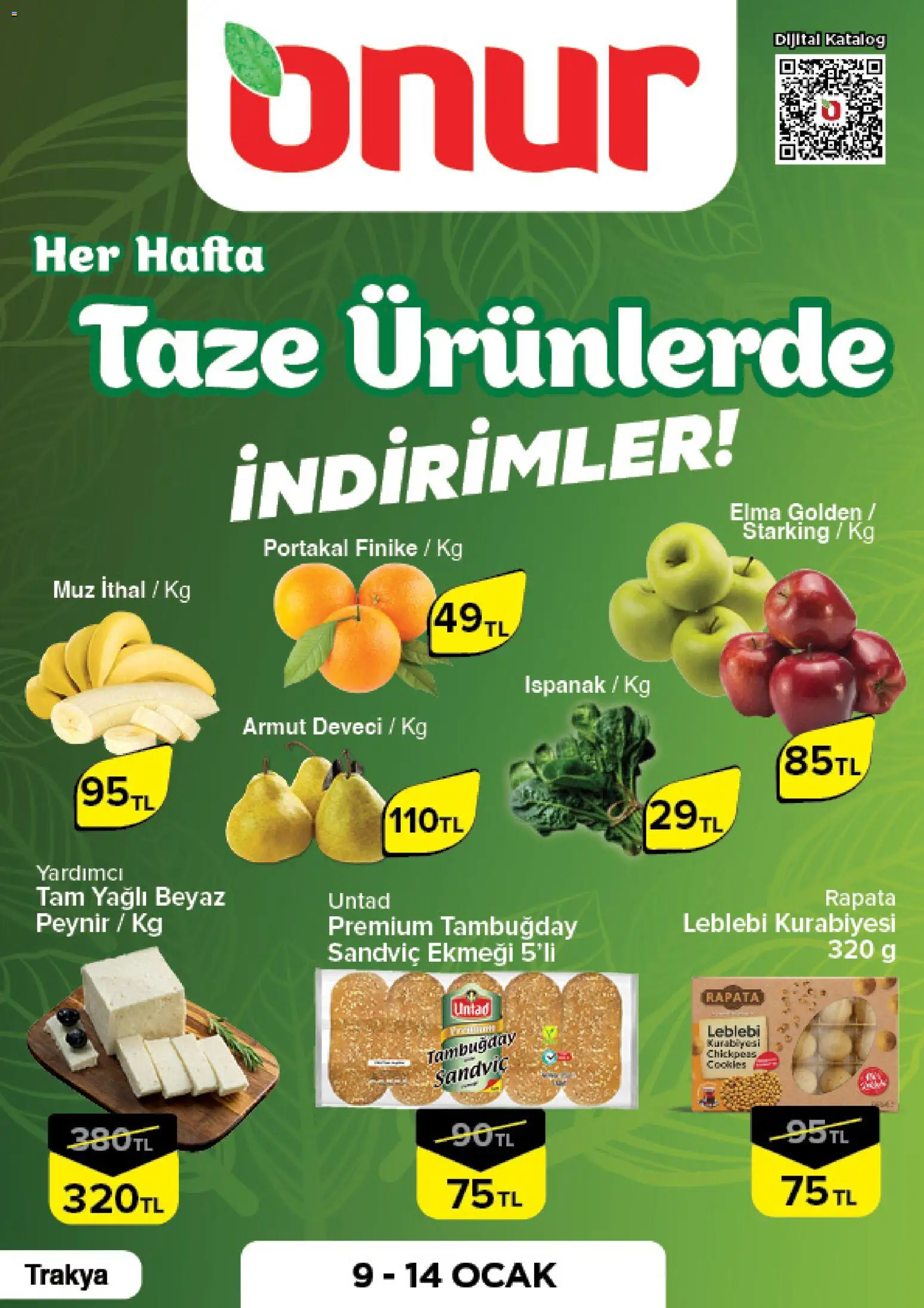 Onur Market Taze Ürünlerde İndirimler - Trakya 09.01.2026 - Broşürünün önizlemesi
