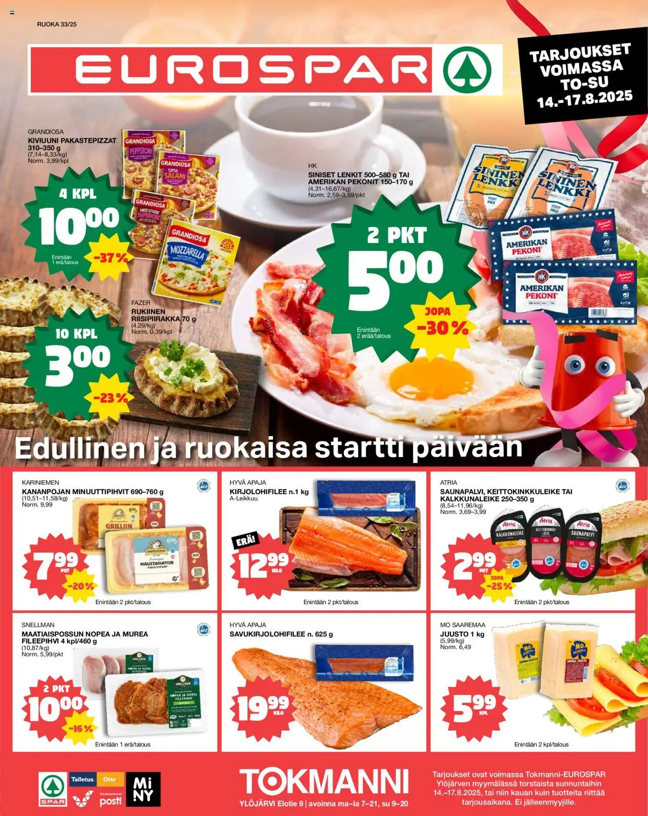 Tokmanni-kaupan EUROSPAR Ylöjärvi Ruokasanomat voimassa 14/08/2025 - Sivulla 1