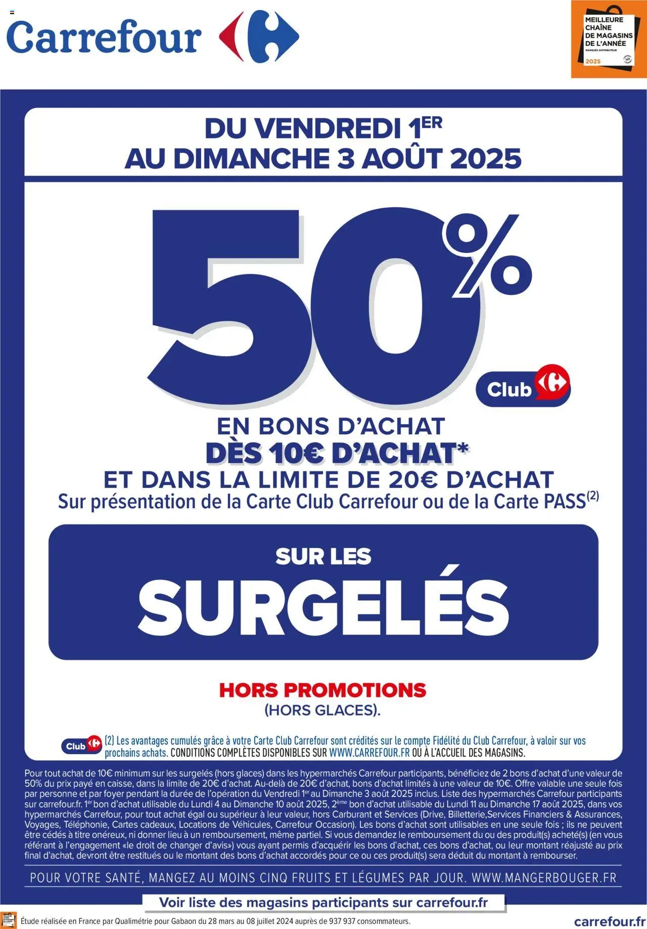 Opération bon d’achat sur les surgelés de la boutique Carrefour valable du 01/08/2025 - Page numéro 1