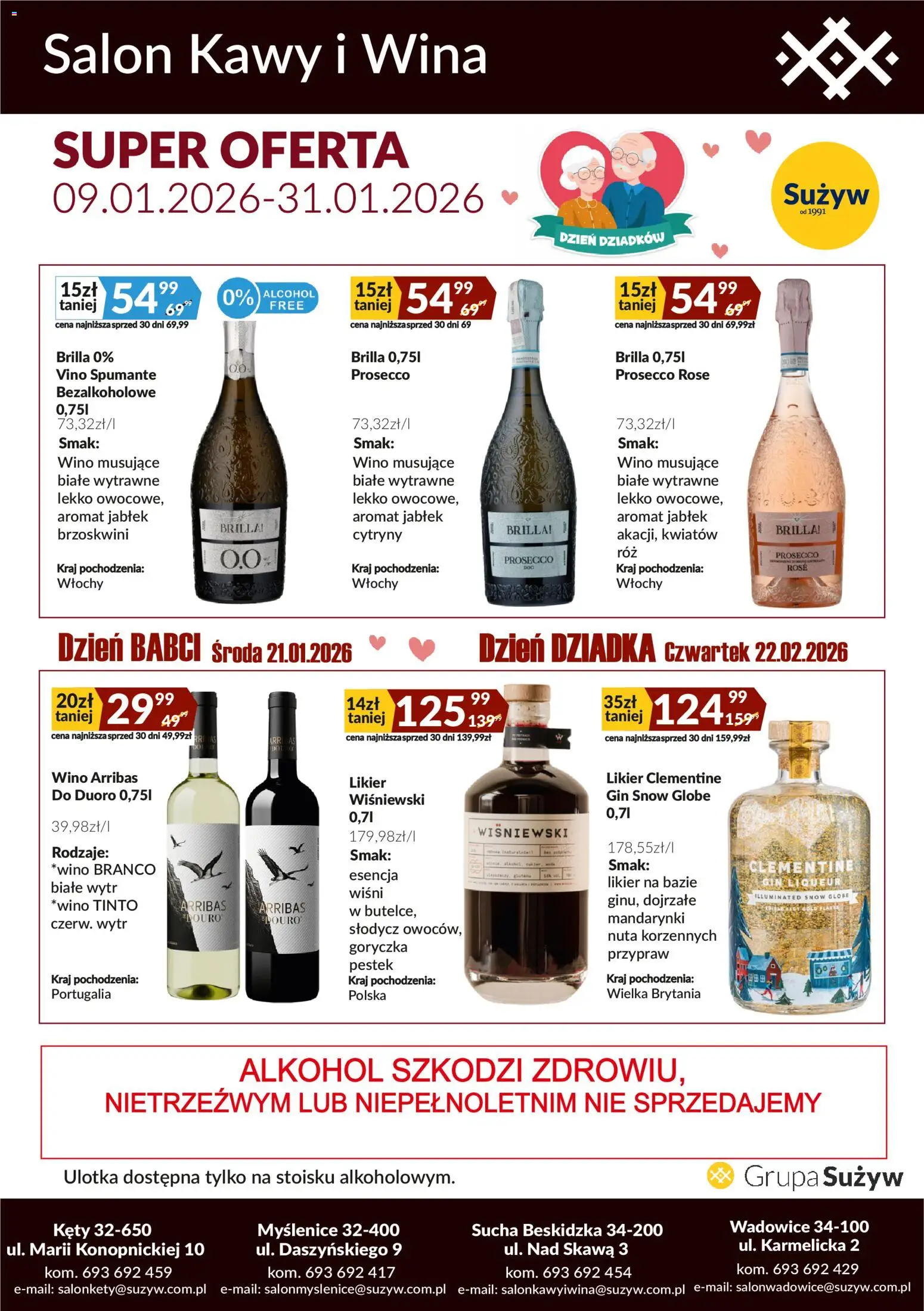 Pogląd gazetki "Salon kawy i wina" ze sklepu Sużyw ważnej od 09.01.2026