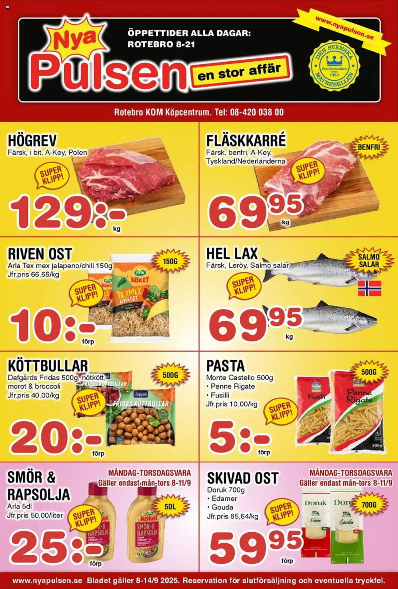 Aktuella reklamblad Nya Pulsen är giltig 08/09 2025 > Veckans Erbjudanden gäller från 08/09/2025 till 14/09/2025 sidnummer 1