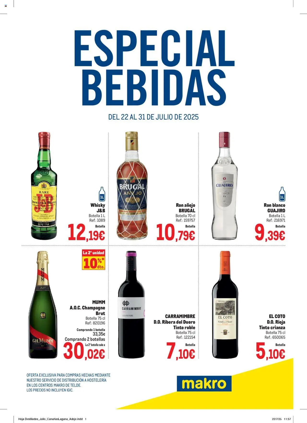 Makro Especial Bebidas La Laguna Adeje > 22/07 - 31/07/2025 > Ofertas