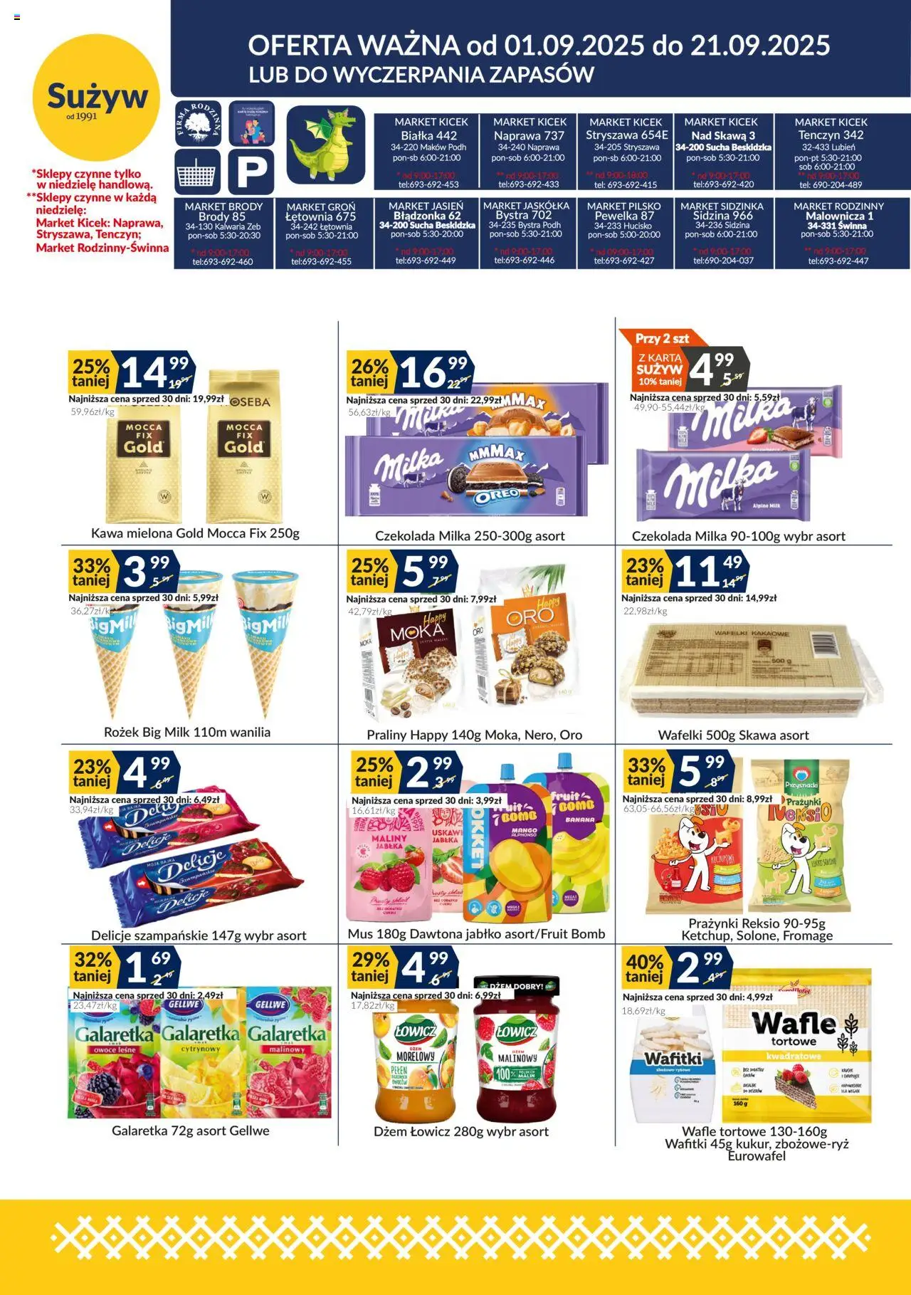 Sużyw Gazetka od 01.09.2025 - Nowa Gazetka - Numer strony 1 - Telefon, Warka, Desperados, Żurawina, Heineken, Karta, Sprite, Fanta
