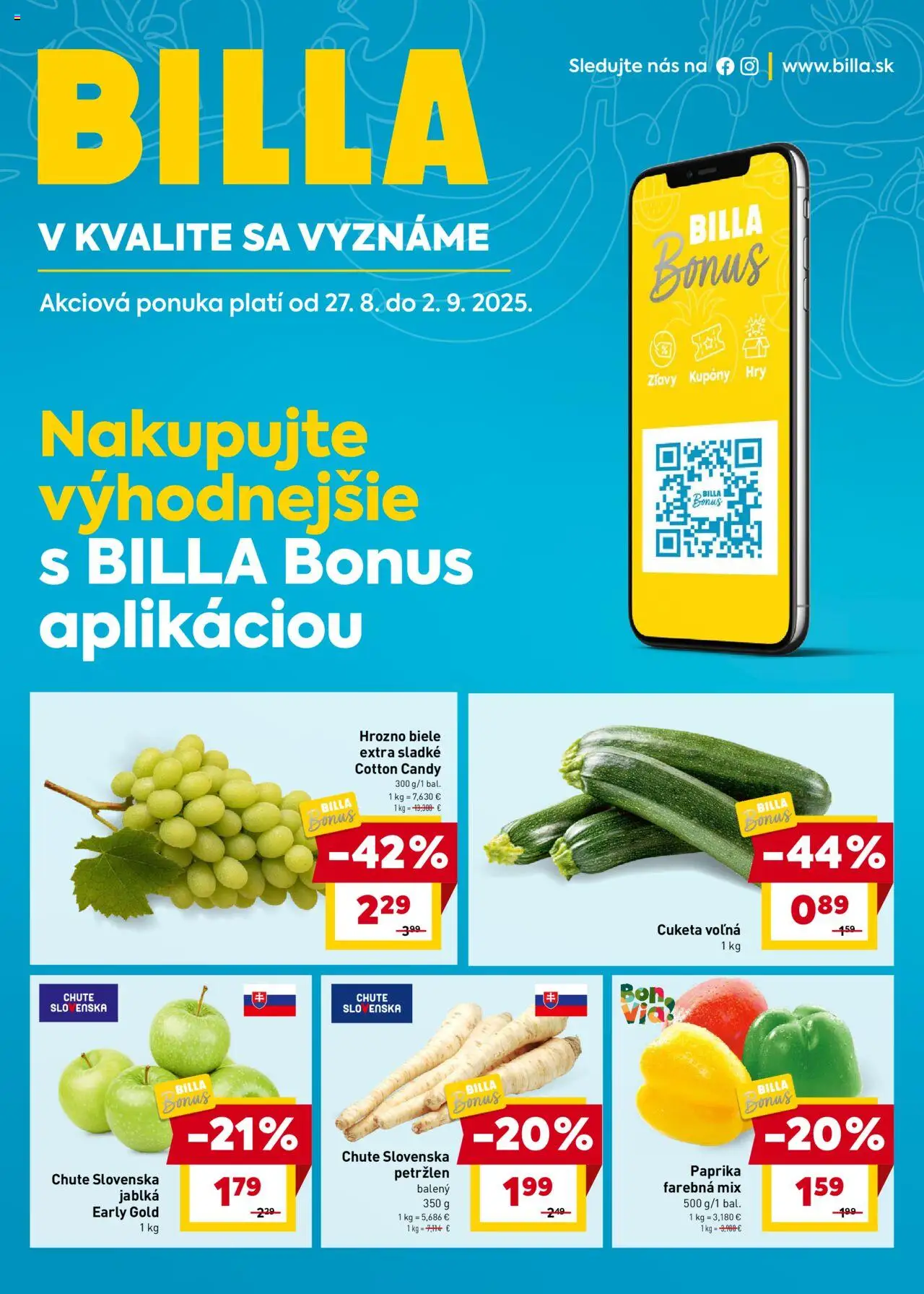 Billa leták od 27.08.2025 > Bonus online