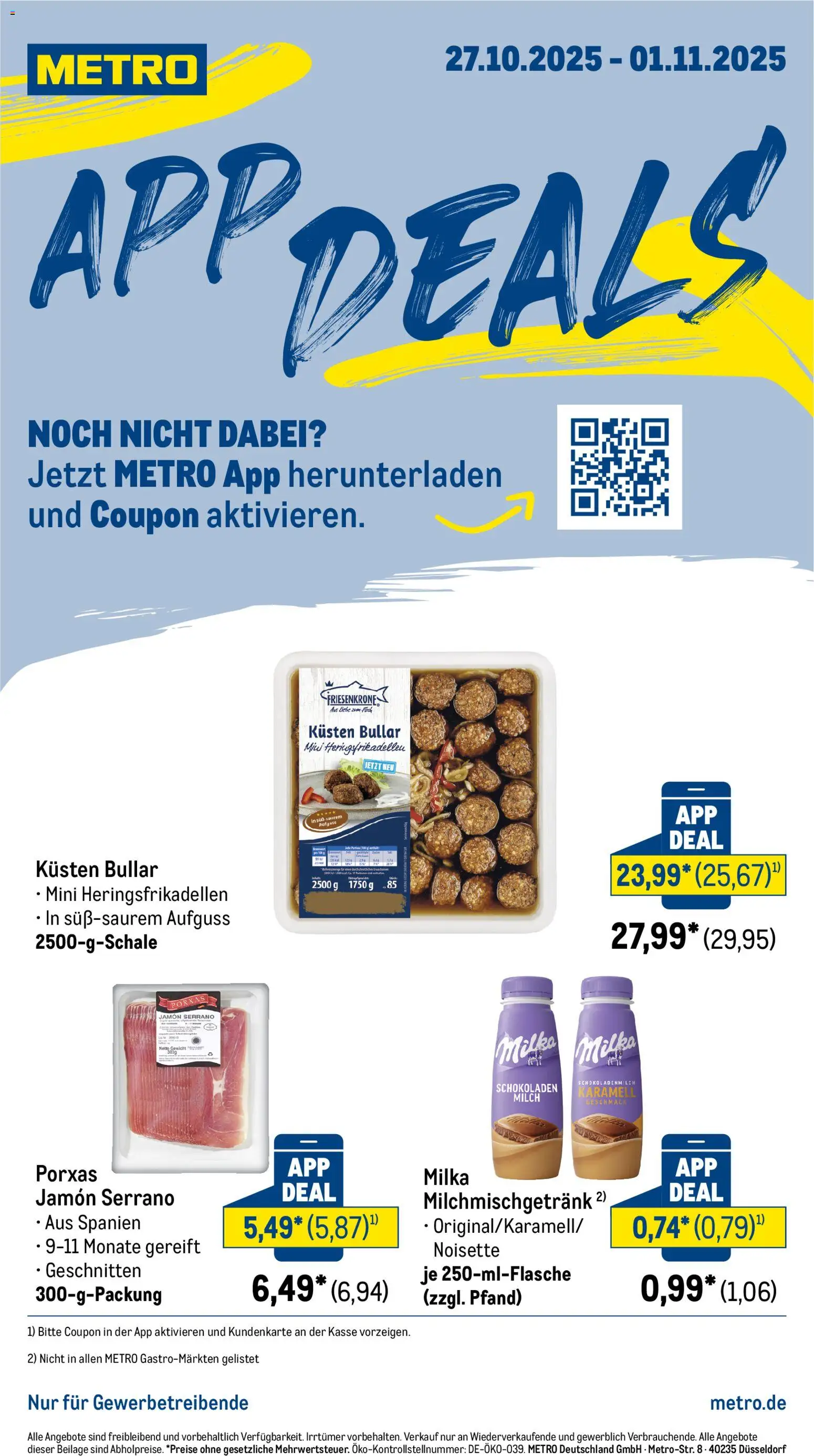 Metro Prospekt ab 27.10.2025 - App Deals - Fisch, Milch, Milka, Gewicht