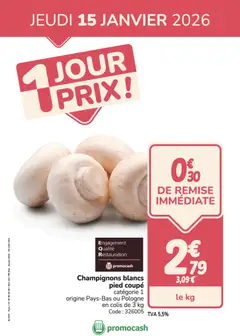 Prévisualisation de PROMO champignons du magasin Promocash formulaire valide 15/01/2026