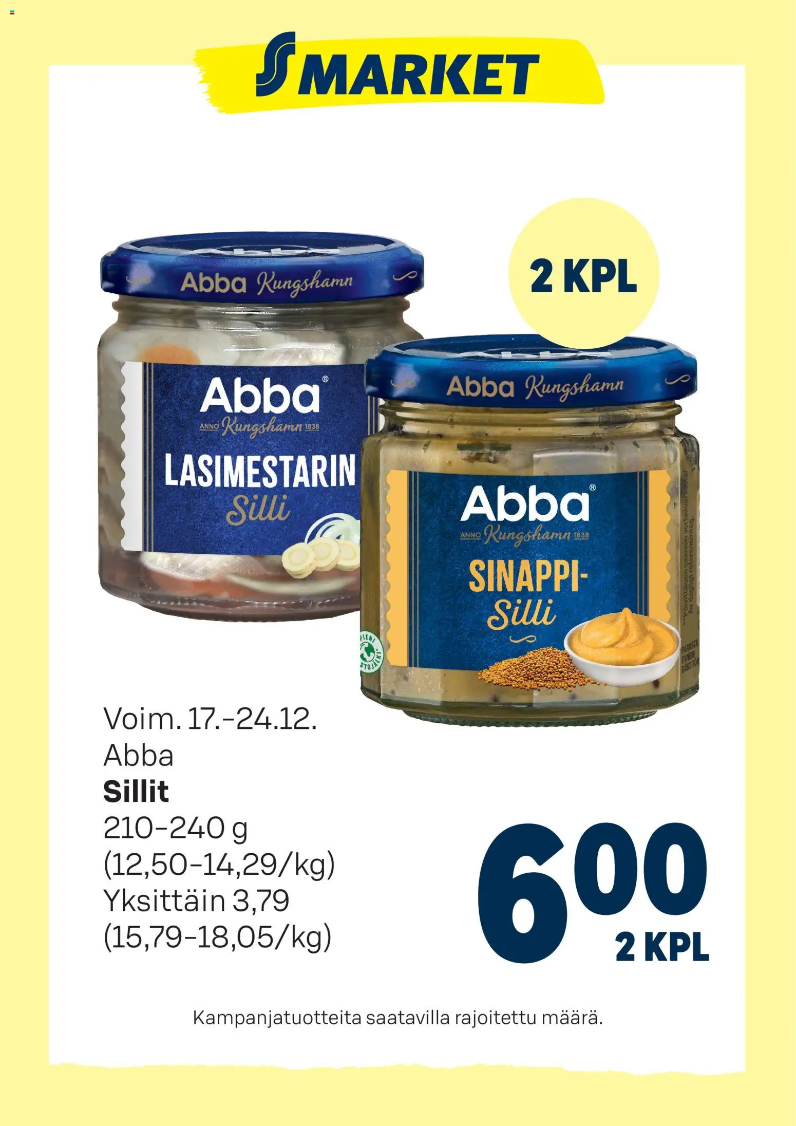 Kaupan S-market Tarjoukset Abba sillit esikatselu, voimassa 17/12/2025