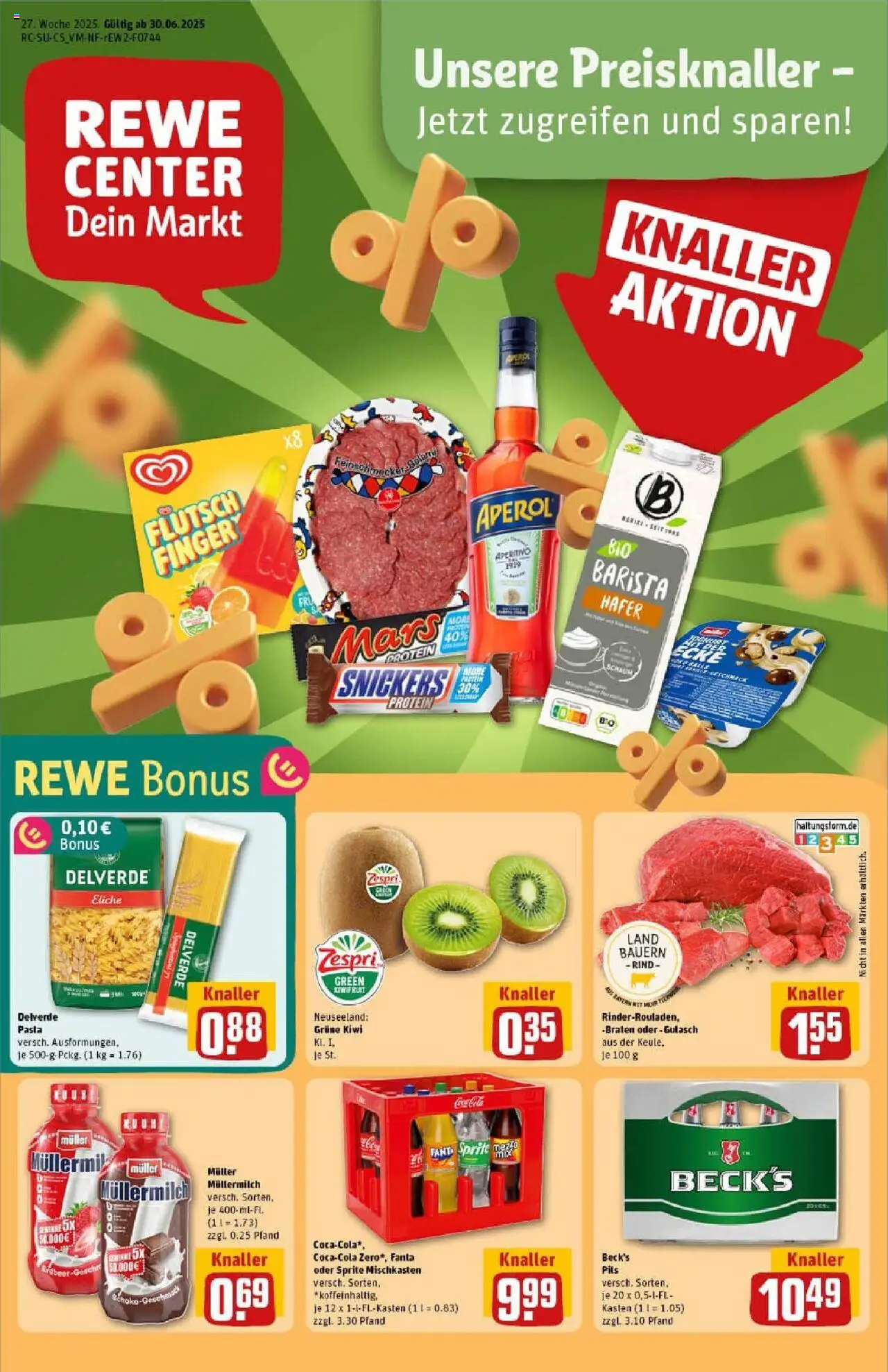 REWE Prospekt ab 29.06.2025 nächste Woche - Prospekt Ingolstadt - Pasta, Aperol, Gulasch, Kiwi, Snickers, Fanta, Sprite, Muller mullermilch