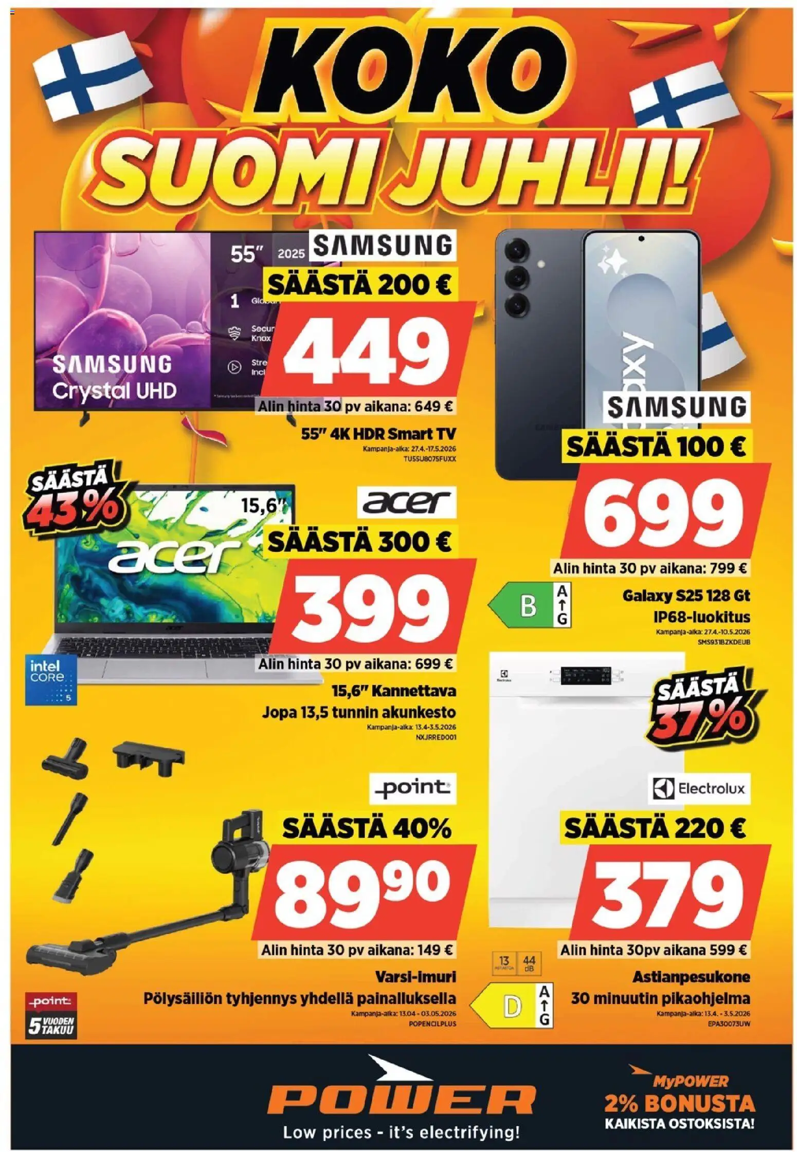 Kaupan Power Power tarjoukset esikatselu, voimassa 27/04/2026 - TV, Astianpesukone
