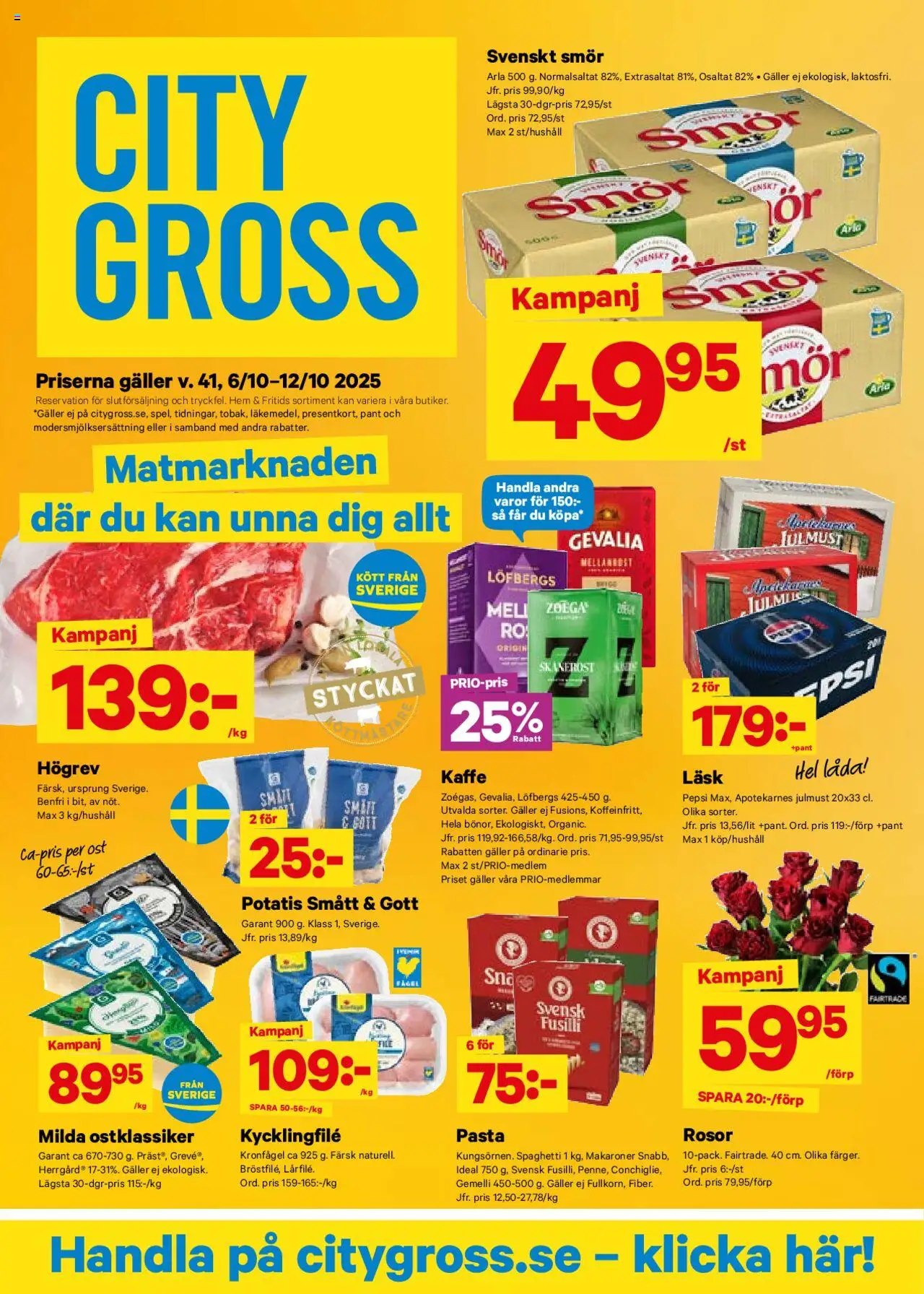 Aktuella reklamblad City Gross är giltig 06/10 2025 > Veckans Erbjudanden gäller från 06/10/2025 till 12/10/2025 sidnummer 1