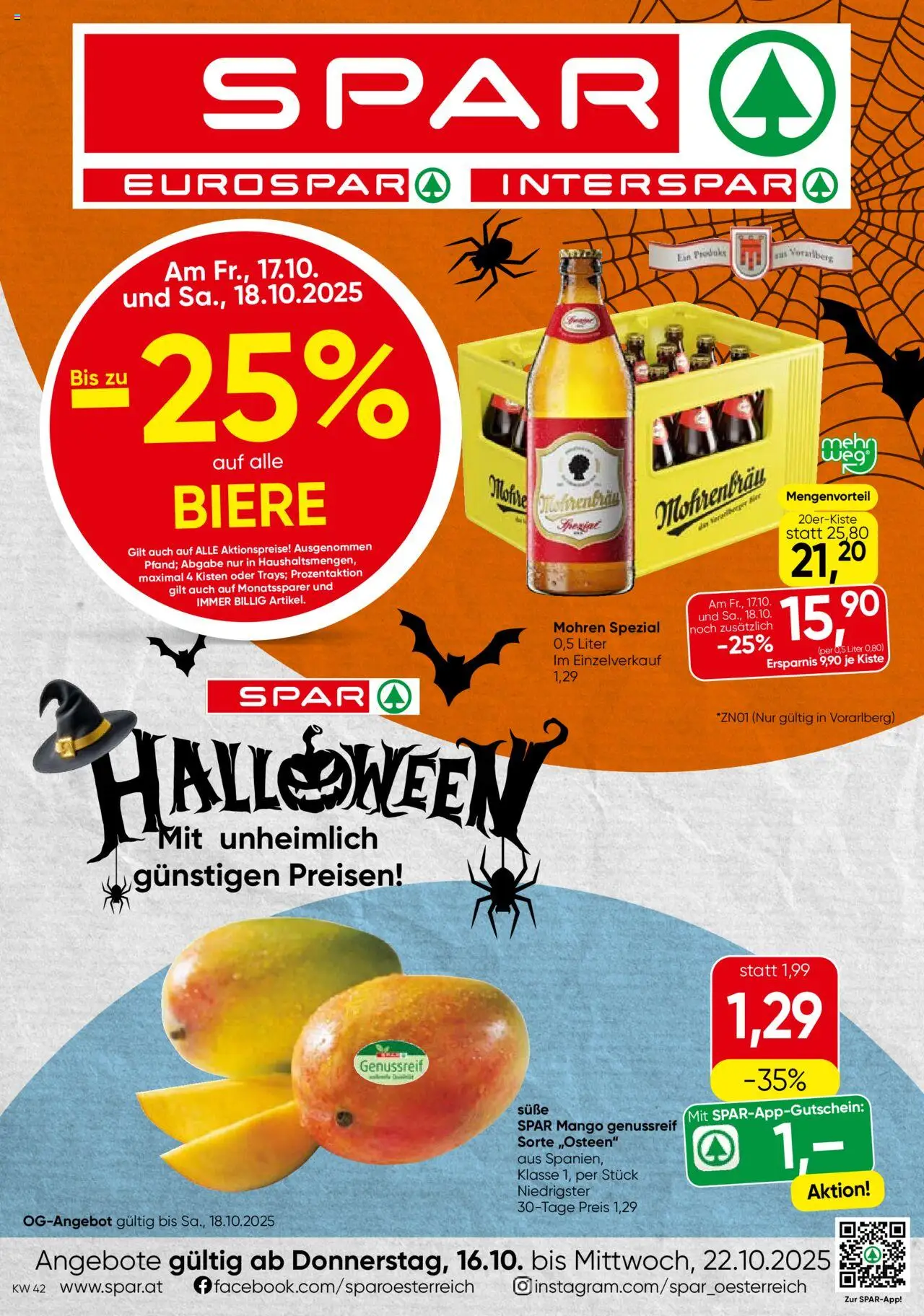  SPAR Flugblatt 16.10.2025 - Prospekt "Vorarlberg" - Seite 1