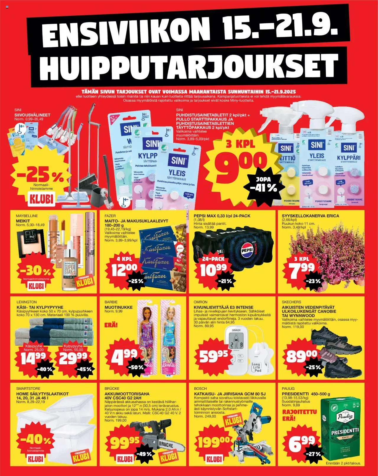 Tokmanni-kaupan Ensi viikon huipputarjoukset voimassa 15/09/2025 - Sivulla 1