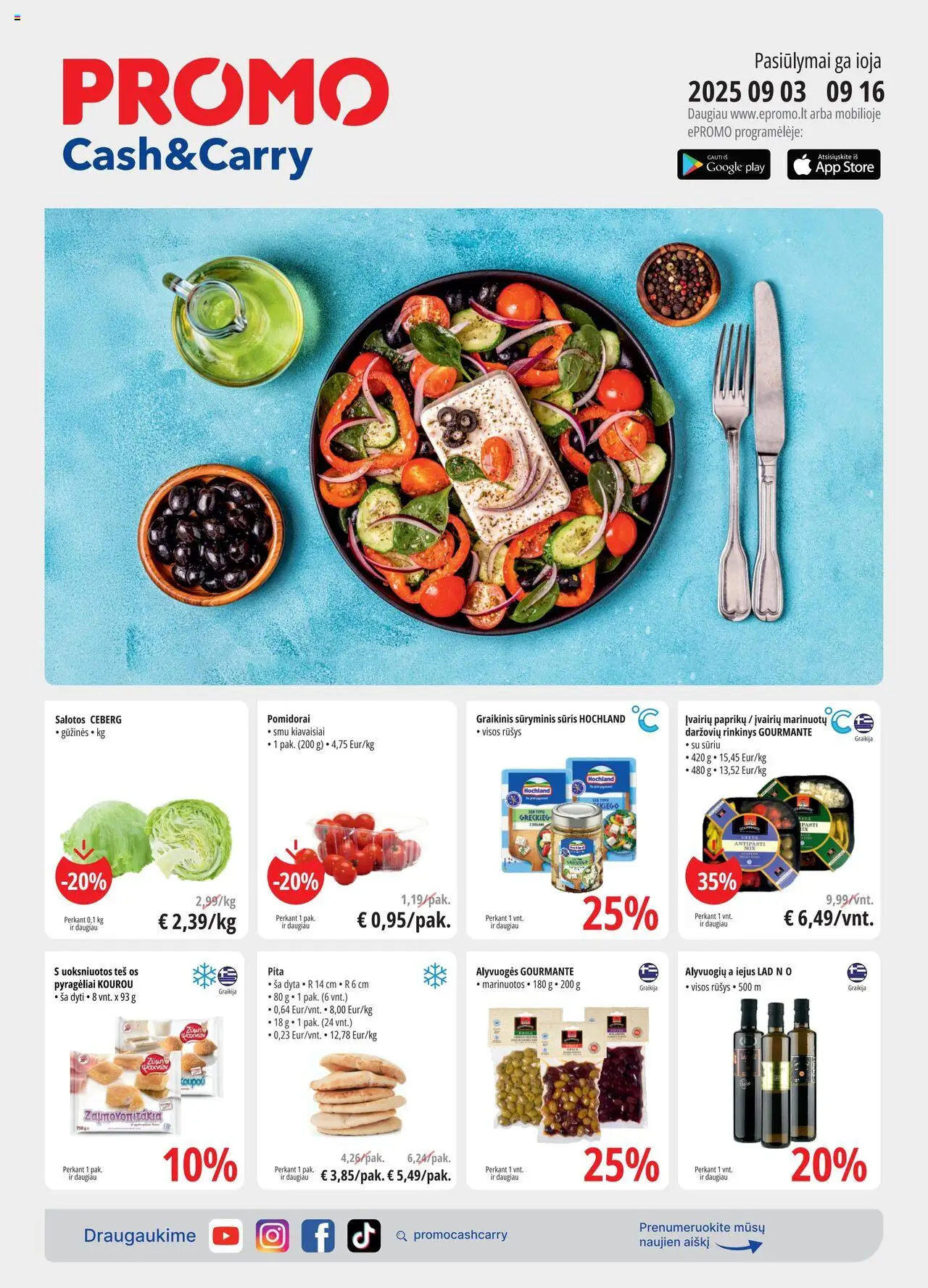 ePromo leidinys galioja nuo 2025.09.03 – puslapio numeris 1 - Salotos, Sūris, Pomidorai
