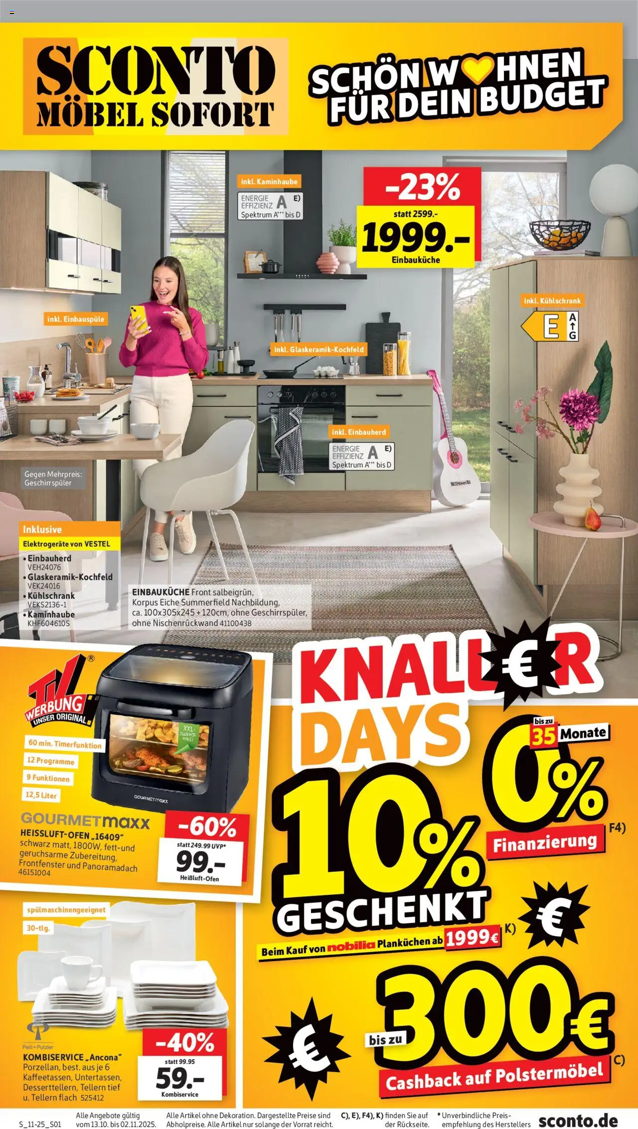 Sconto Prospekt (vom 13.10.2025 - 02.11.2025) - Kühlschrank, Geschirrspüler, Einbauküche